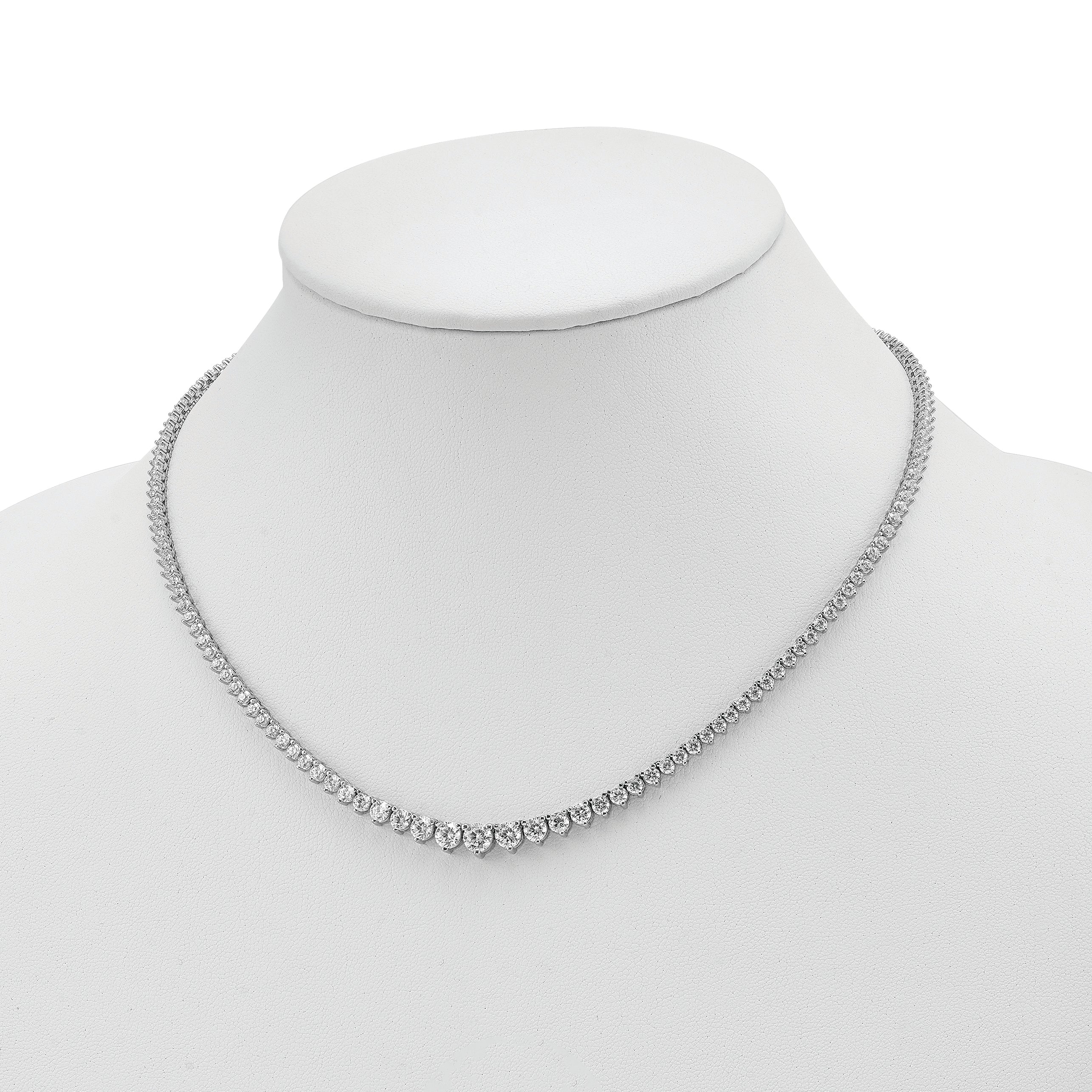Sterling Shimmer Sterling Silver Rhodium-plated 17 inch 157 Stone Graduated CZ Necklace