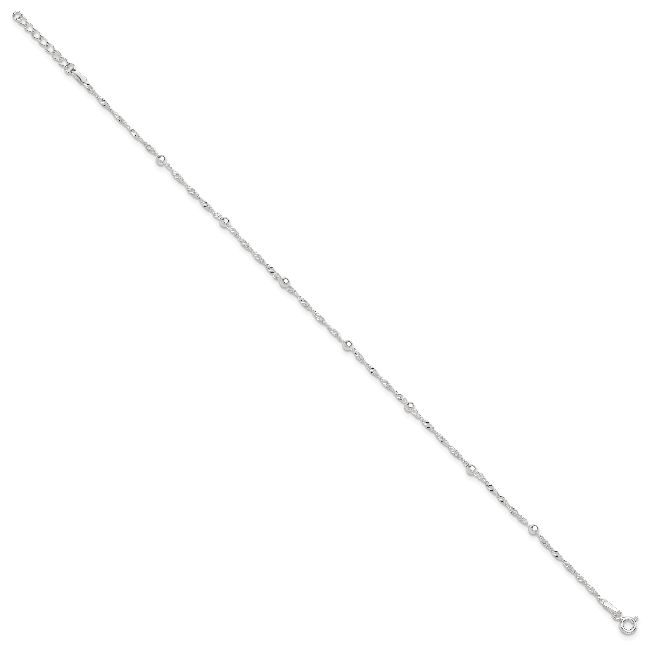 Sterling Silver 10in Plus 1in ext. Anklet