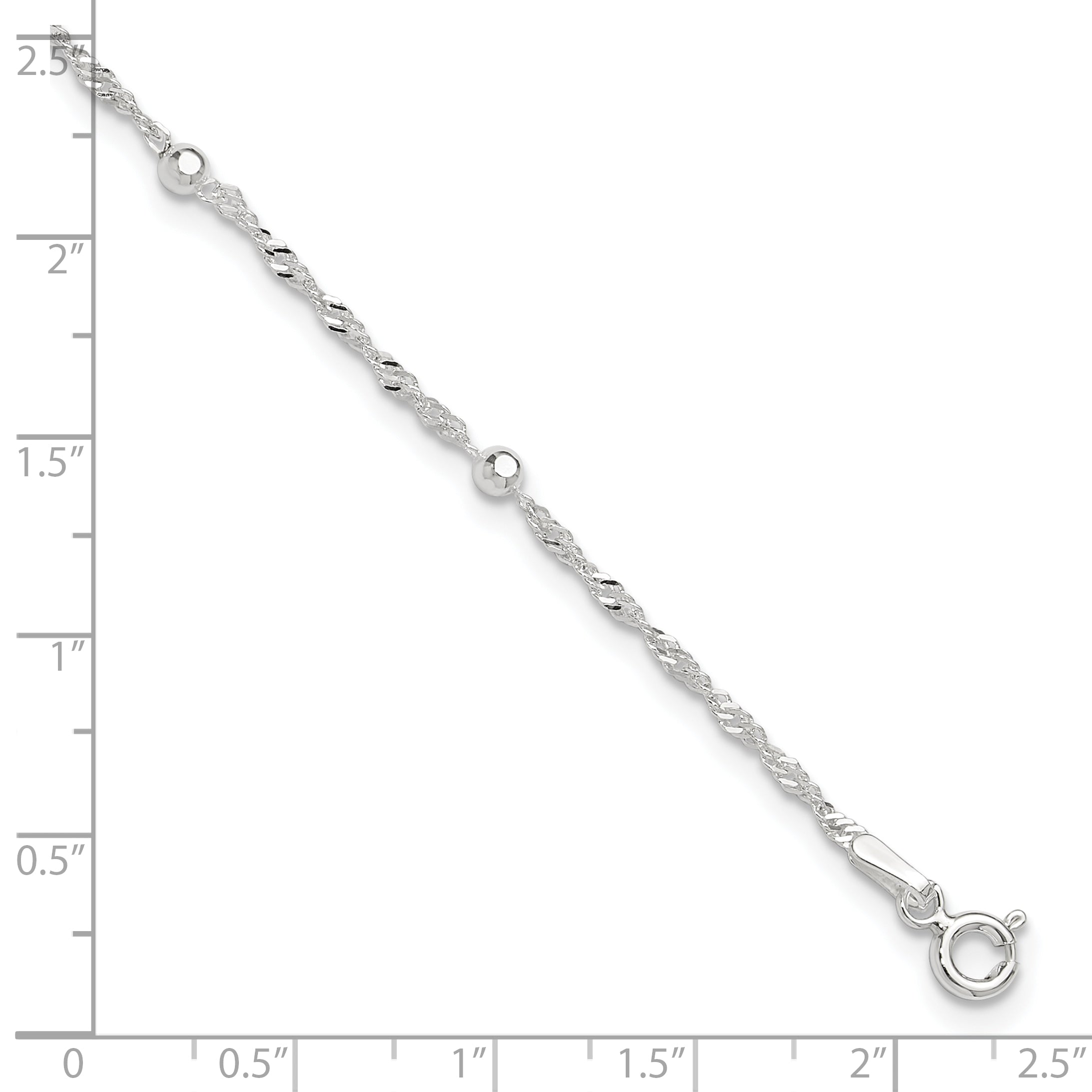Sterling Silver 10in Plus 1in ext. Anklet