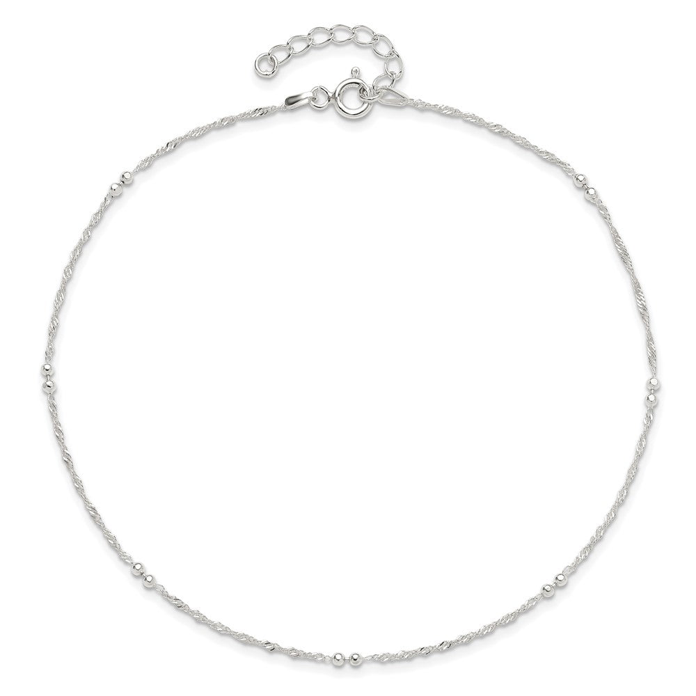 Sterling Silver 10in Plus 1in ext. Anklet