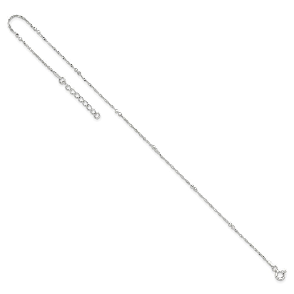 Sterling Silver 10in Plus 1in ext. Anklet