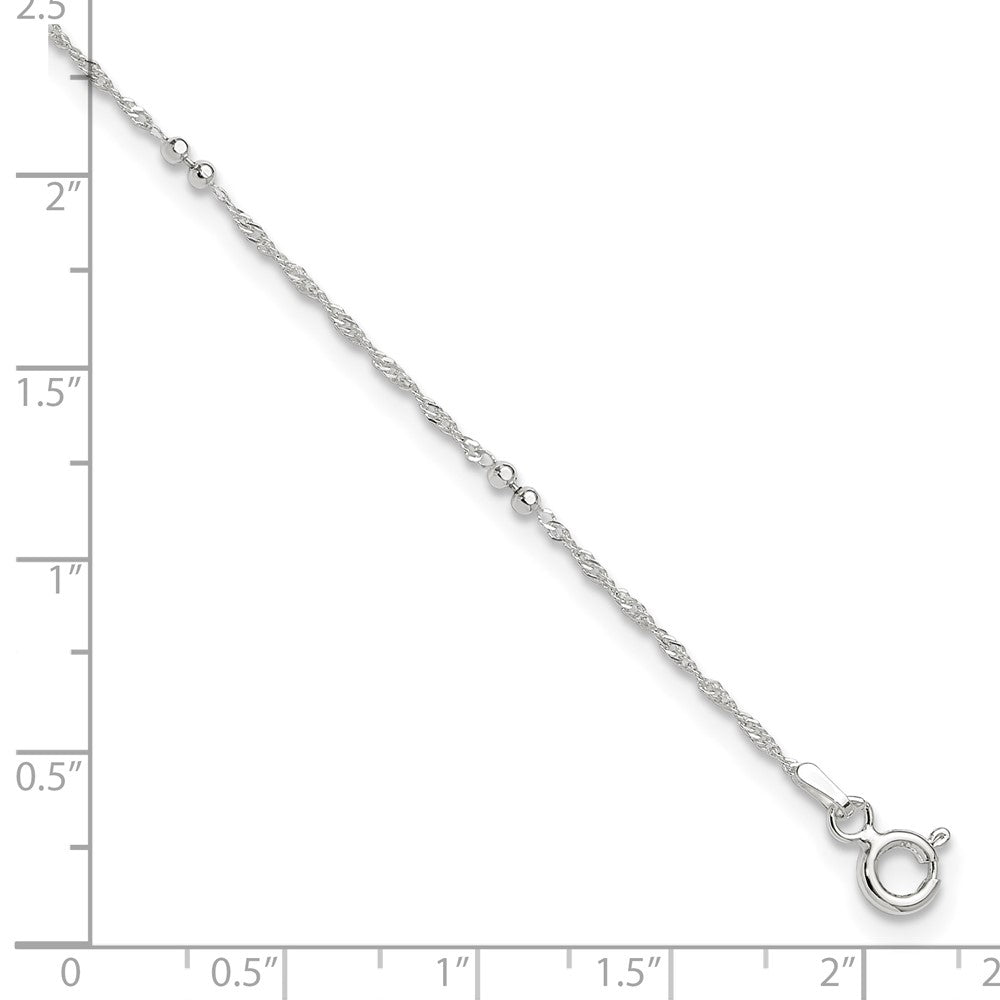 Sterling Silver 10in Plus 1in ext. Anklet
