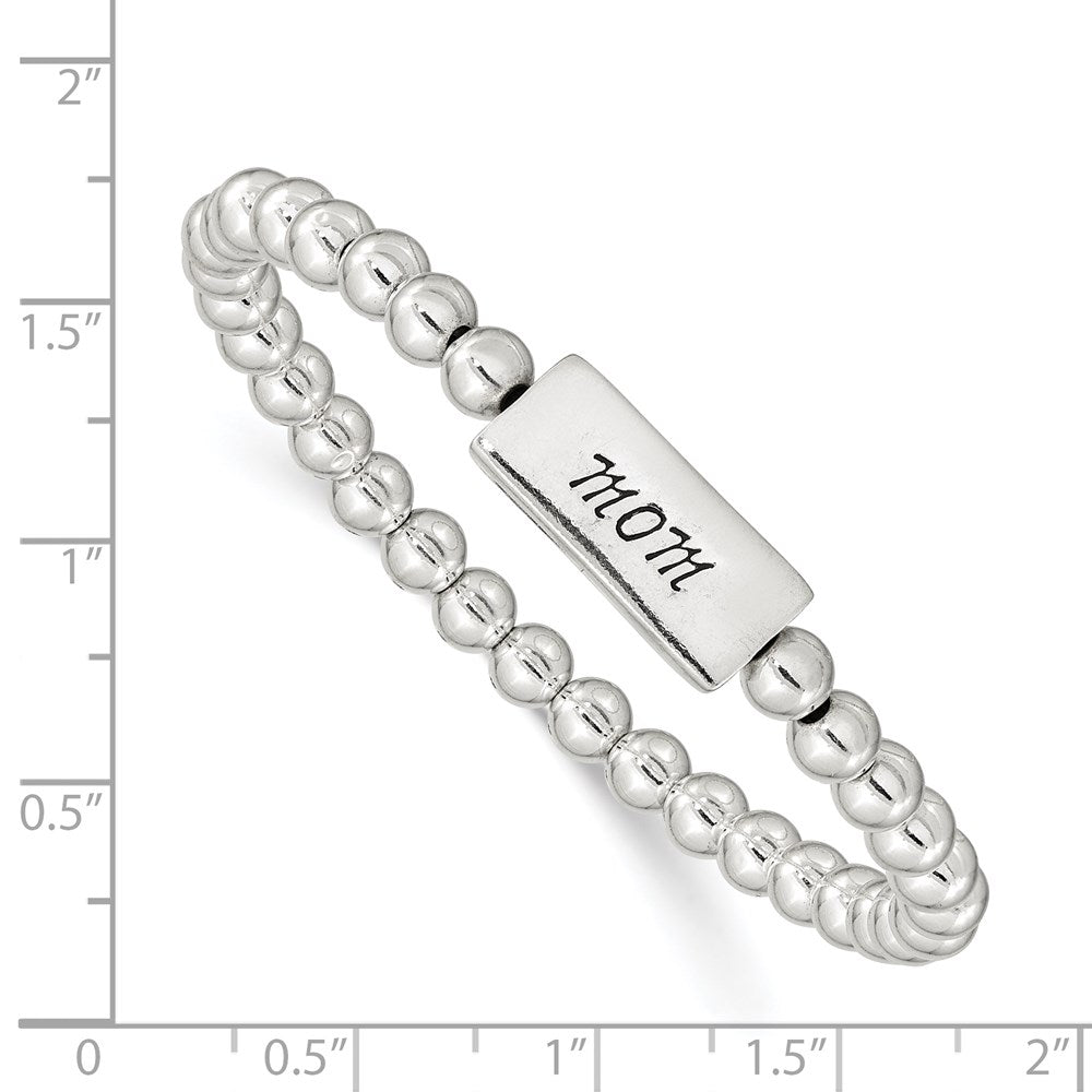 Sterling Silver Enameled MOM Stretch Bracelet