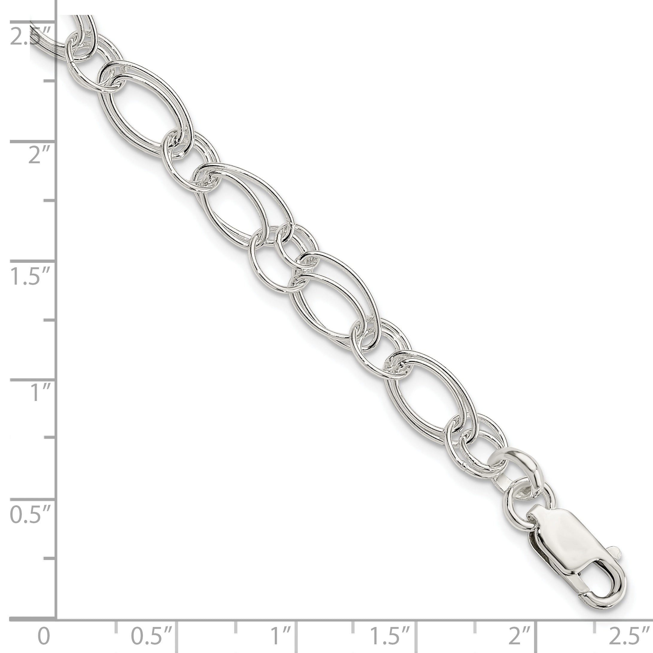 Sterling Silver Polished Oval Link Bracelet