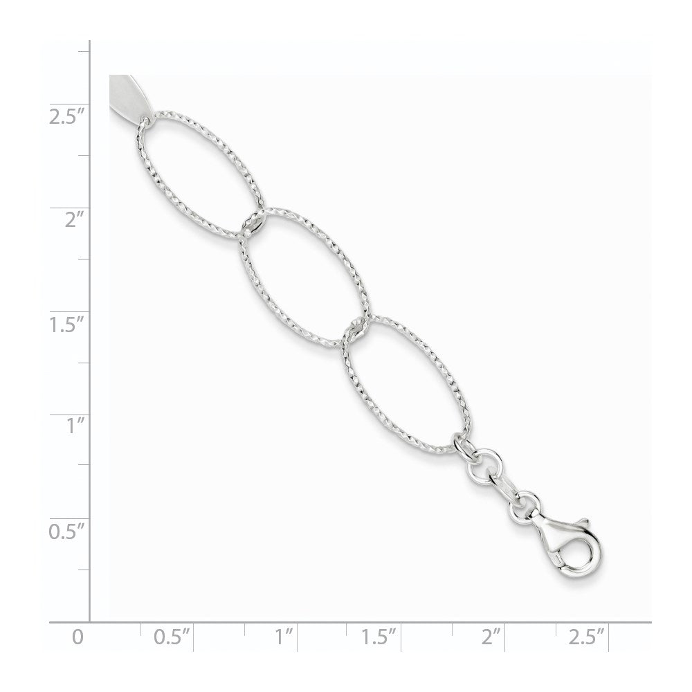 Sterling Silver Polished and Textured Oval Link Bracelet