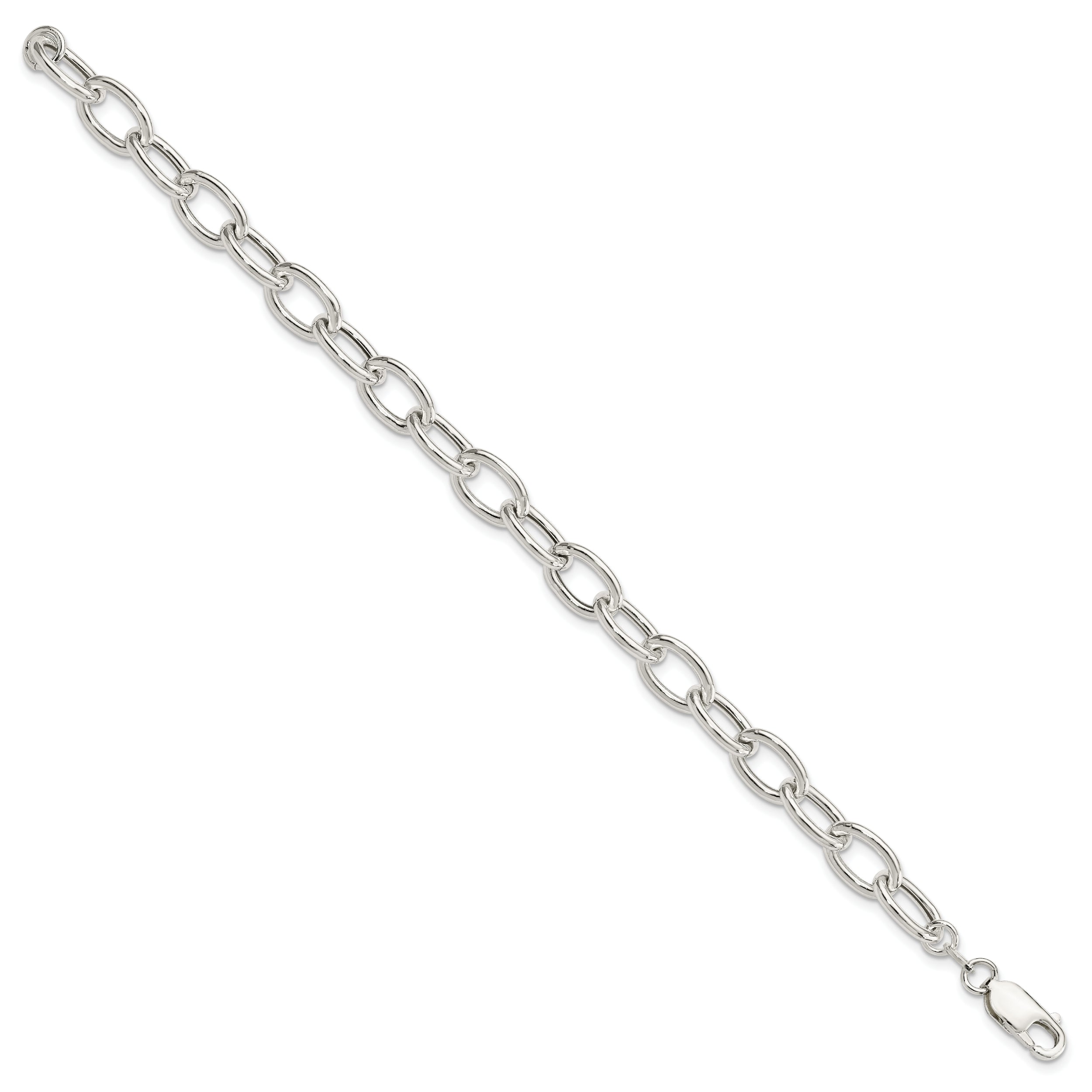 Sterling Silver Open Link Cable 8.50mm Bracelet