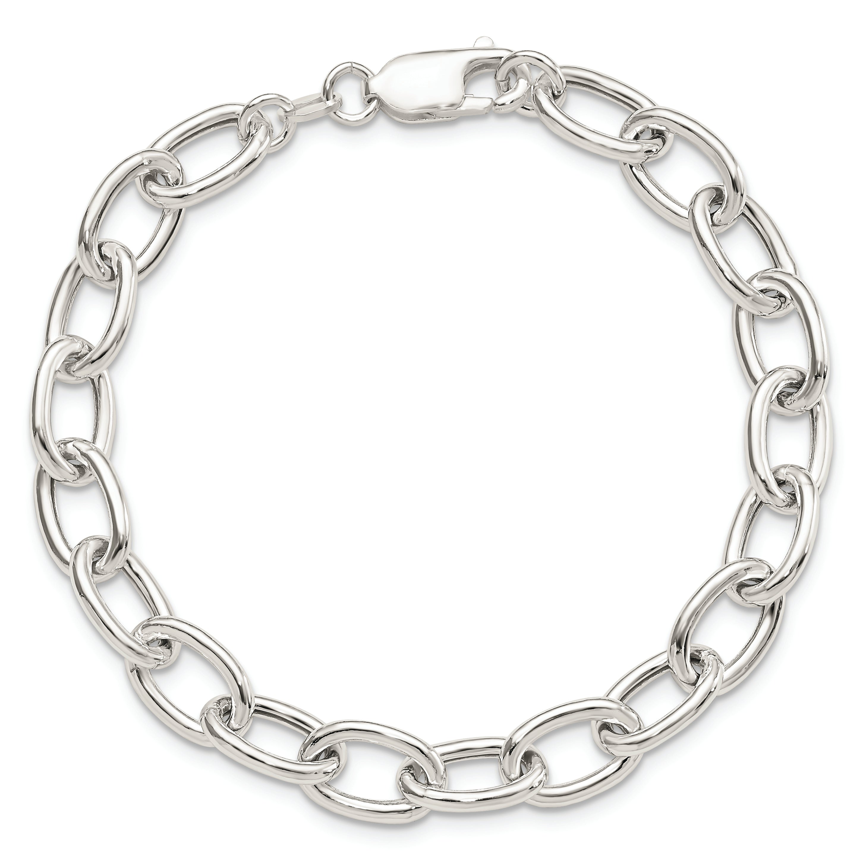 Sterling Silver Open Link Cable 8.50mm Bracelet