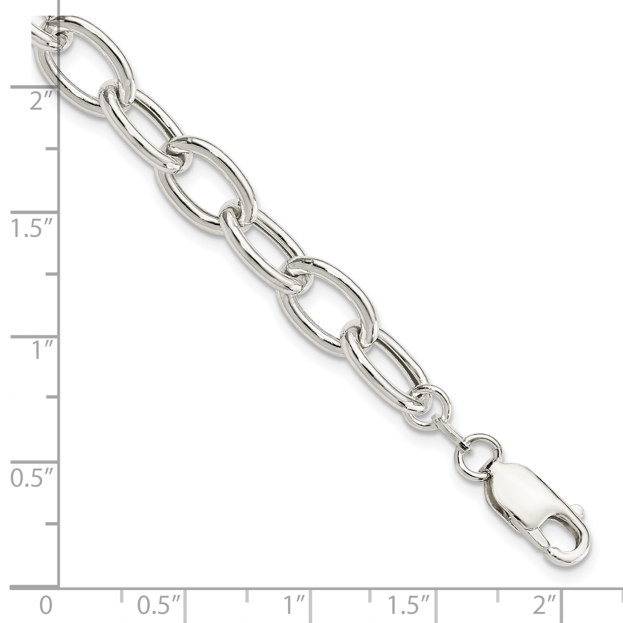 Sterling Silver Open Link Cable 8.50mm Bracelet