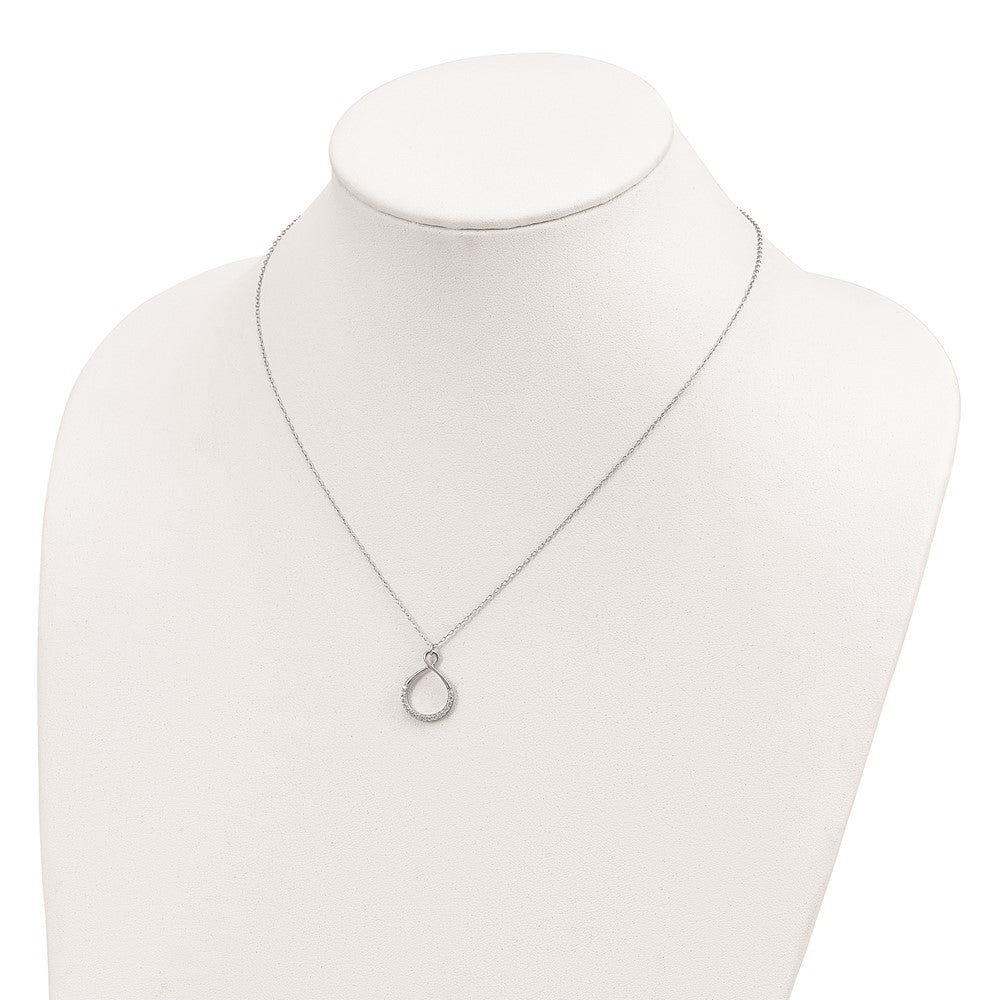 Sterling Silver Rhodium-plated with CZ Infinity w/ 2 IN EXT Necklace