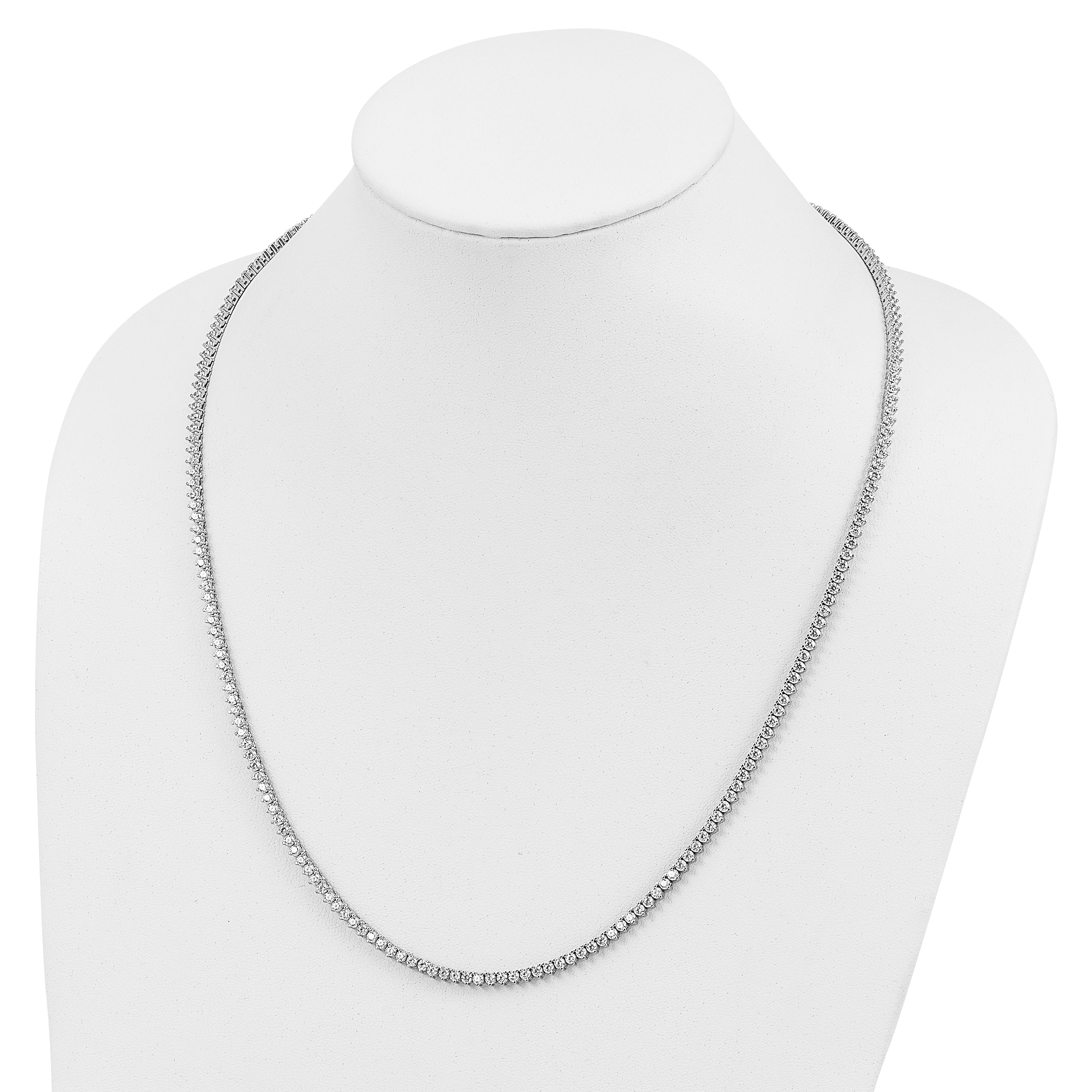Sterling Shimmer Sterling Silver Rhodium-plated 24 inch 218 Stone CZ Riviera Necklace