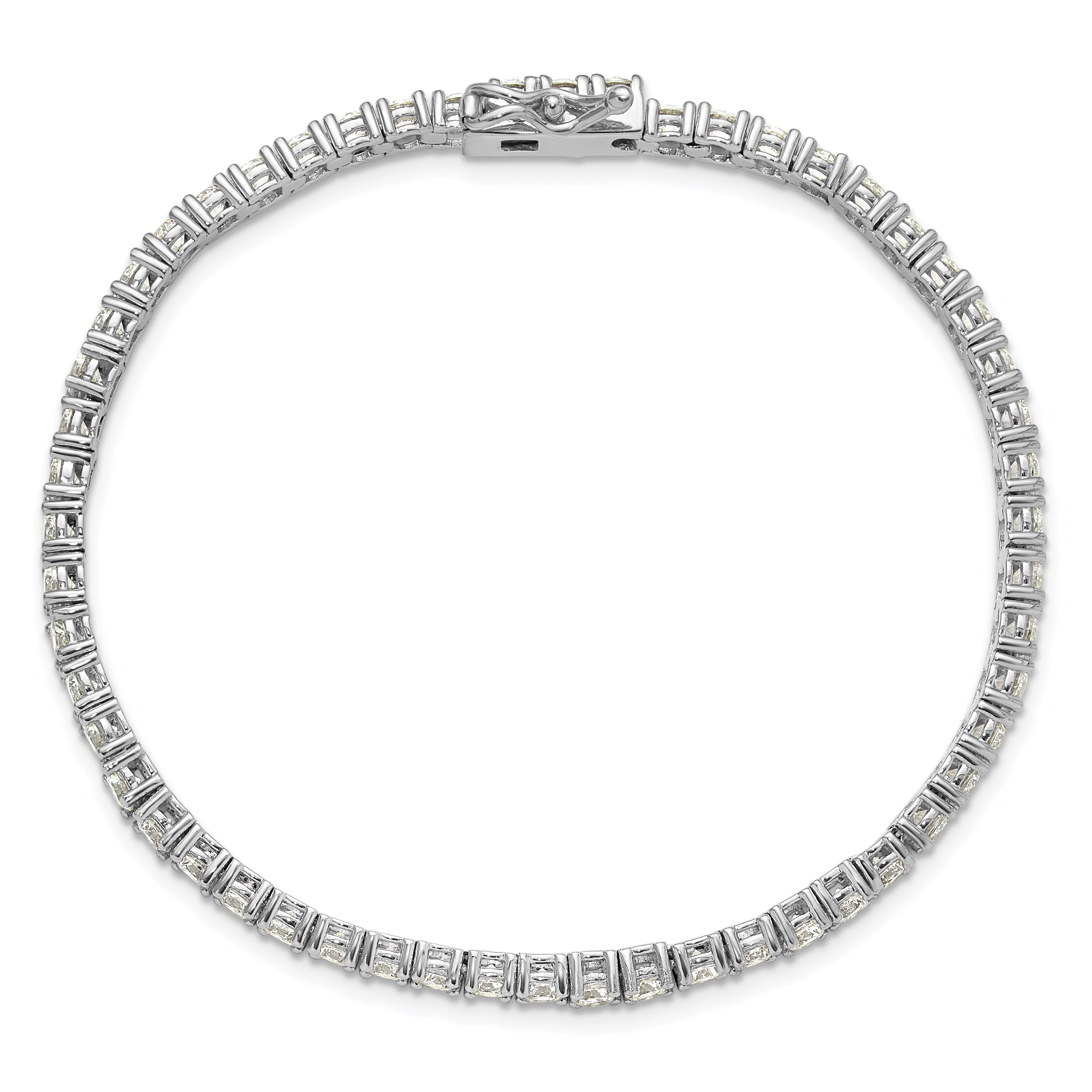 Sterling Shimmer Sterling Silver Rhodium-plated 3mm CZ 55 Stone 7 inch Bracelet