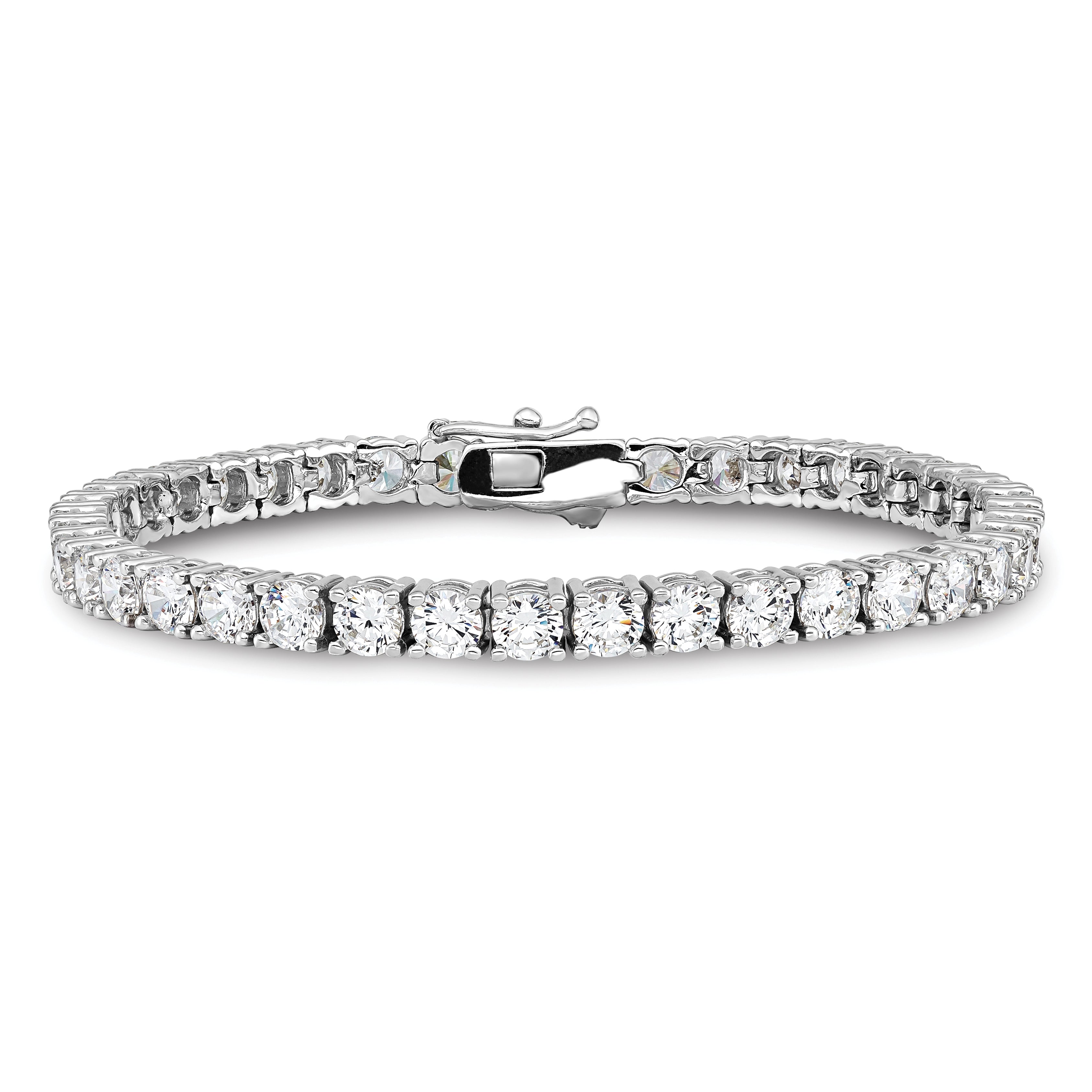 Sterling Shimmer Sterling Silver Rhodium-plated 7 inch 41 Stone CZ Bracelet