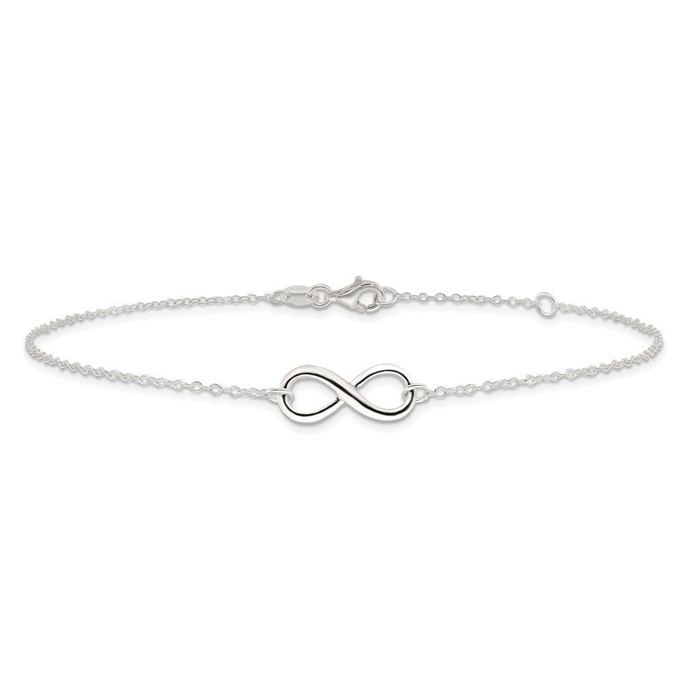 Sterling Silver Polished 9in Plus 1in. Ext. Infinity Symbol Anklet
