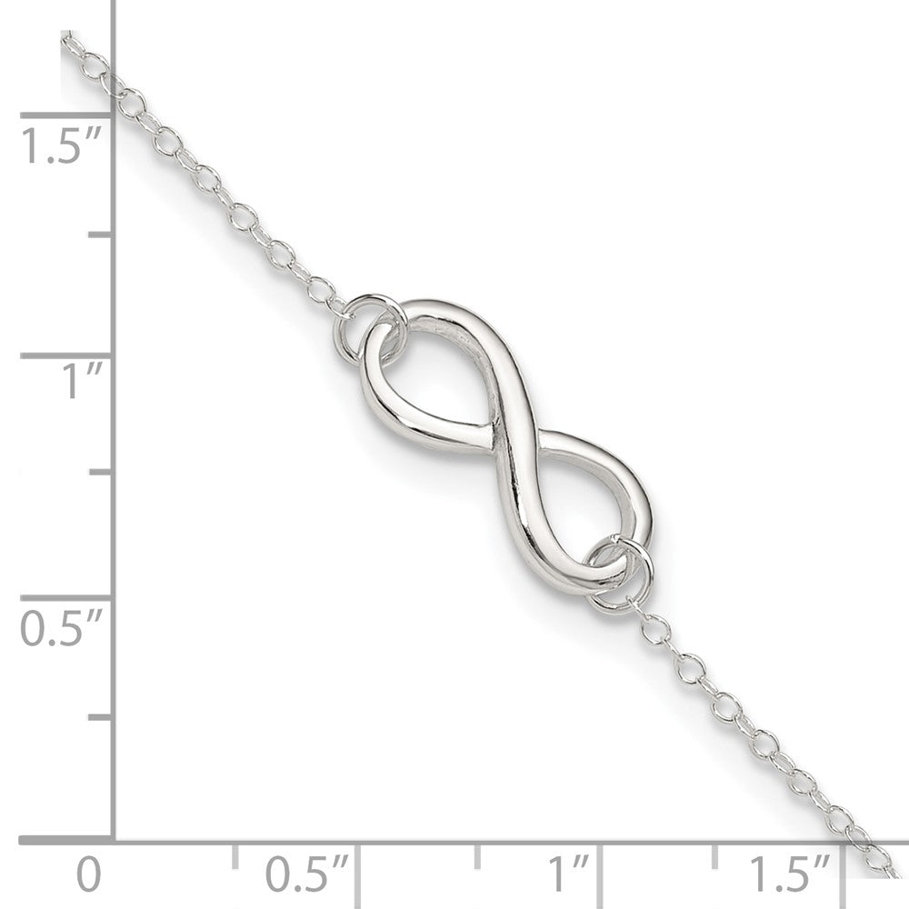 Sterling Silver Polished 9in Plus 1in. Ext. Infinity Symbol Anklet