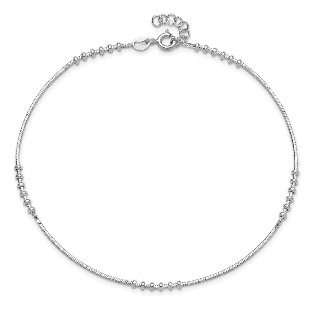 Sterling Silver Rhodium-plated Polished w/.5in extension Anklet