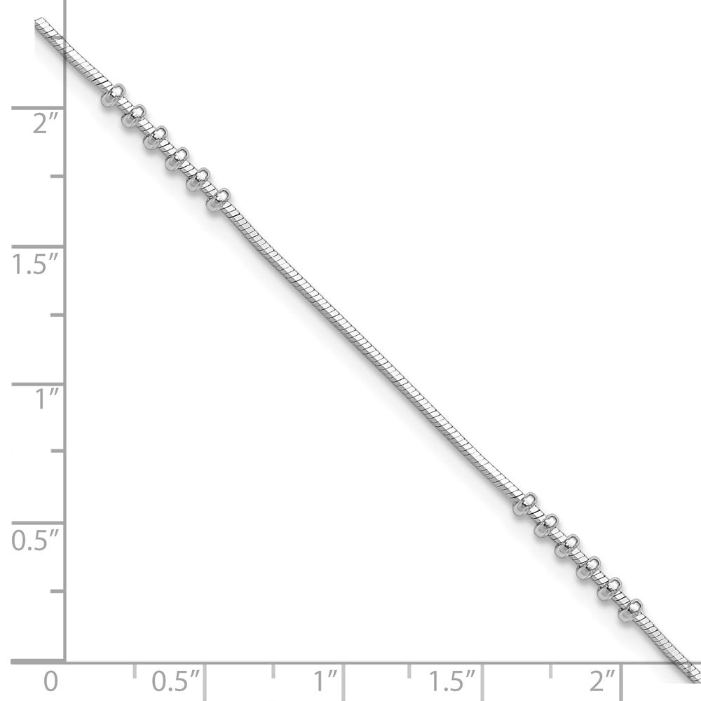 Sterling Silver Rhodium-plated Polished w/.5in extension Anklet