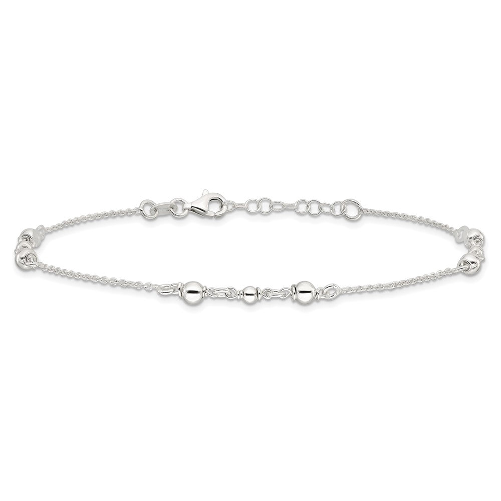 Sterling Silver Polished w/1in. Ext. Fancy Anklet