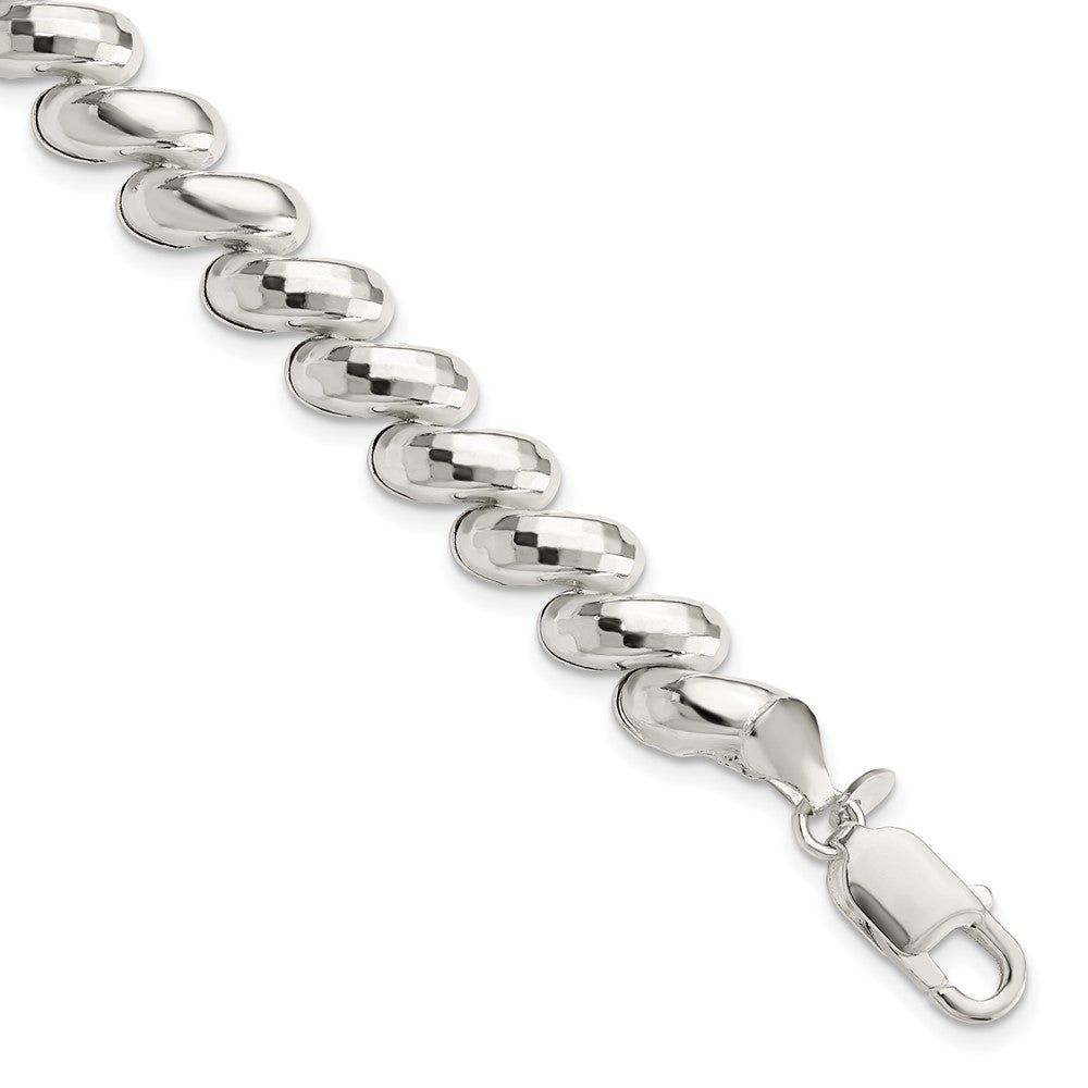 Sterling Silver Fancy Diamond-cut San Marco Bracelet