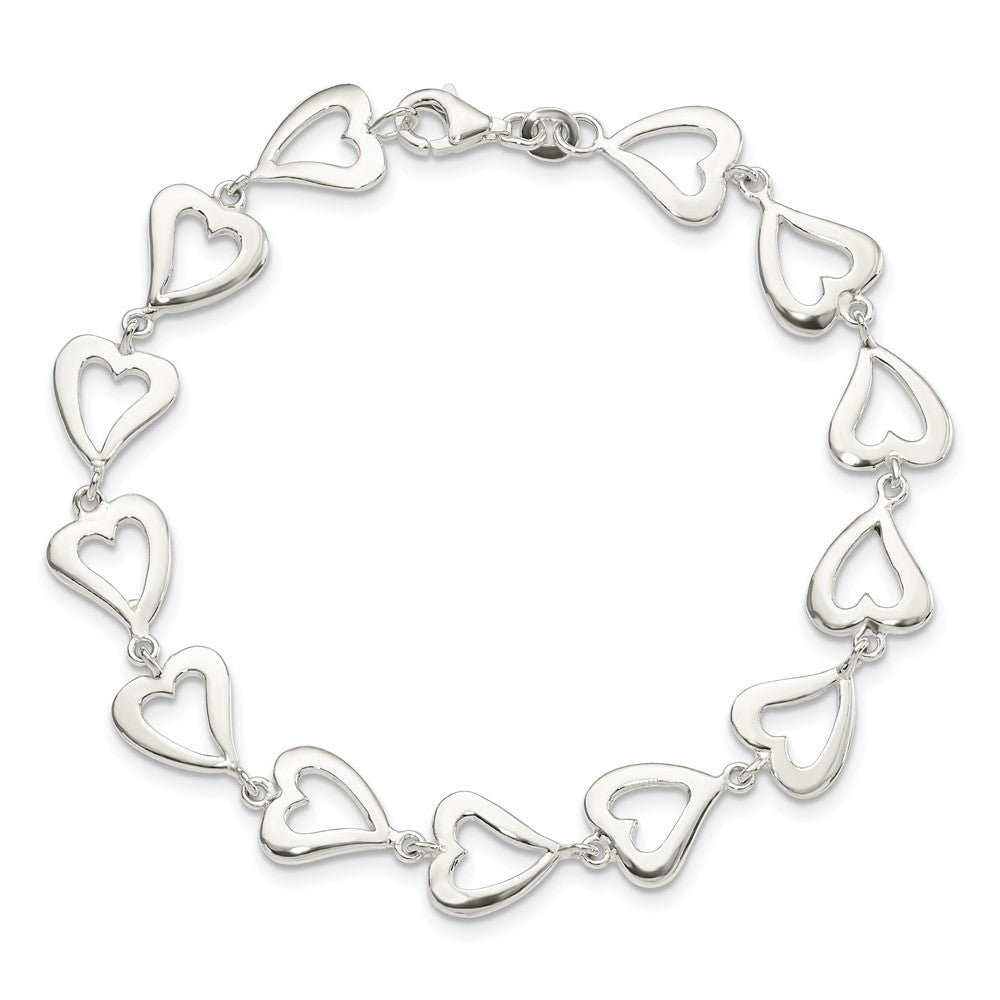 Sterling Silver Polished Heart Bracelet