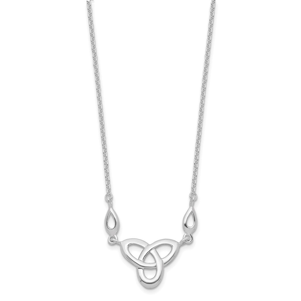 Sterling Silver Rhodium-plated Polished Celtic Knot 16 inch Necklace with 1.5 inch extension