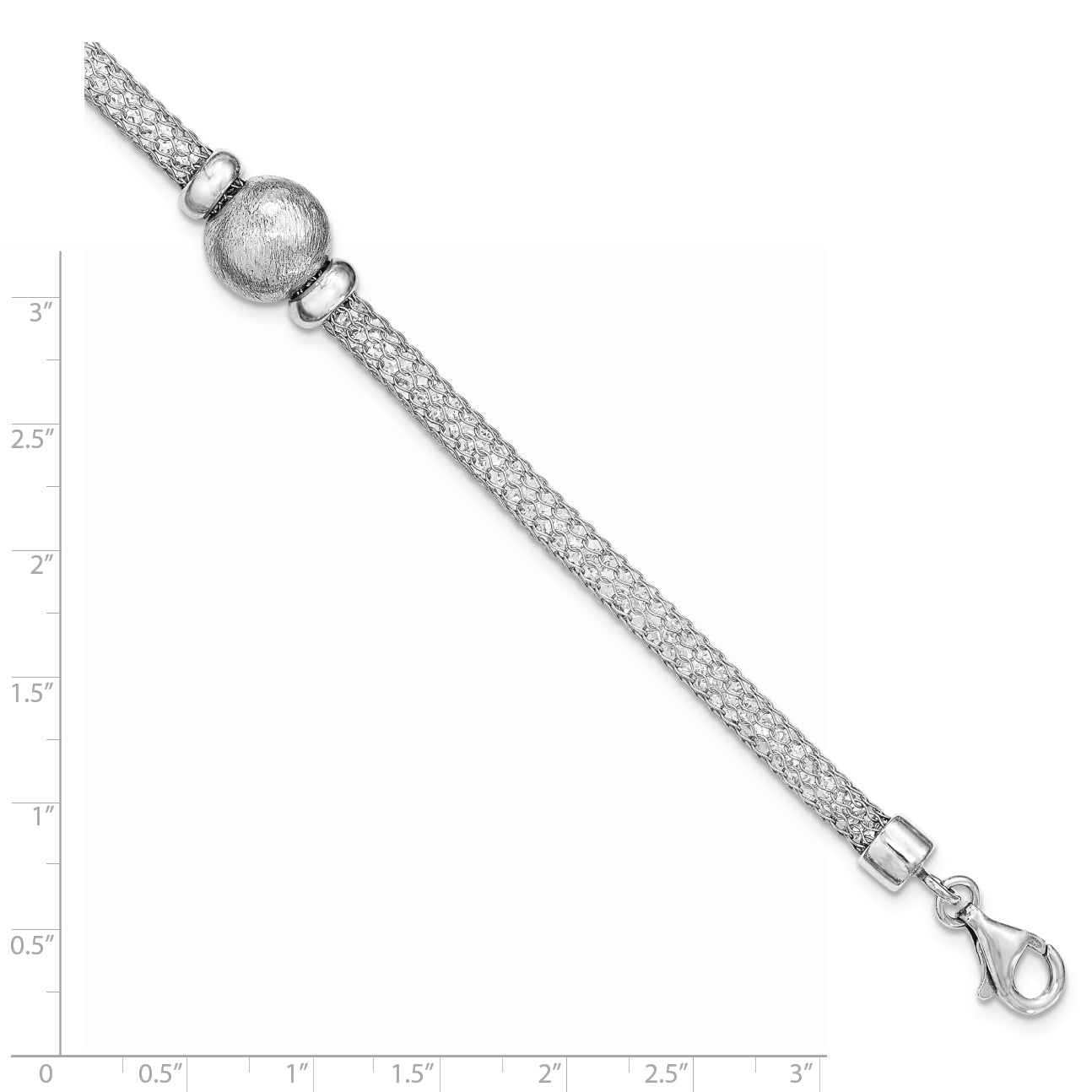 Sterling Silver Polished Crystal Bracelet