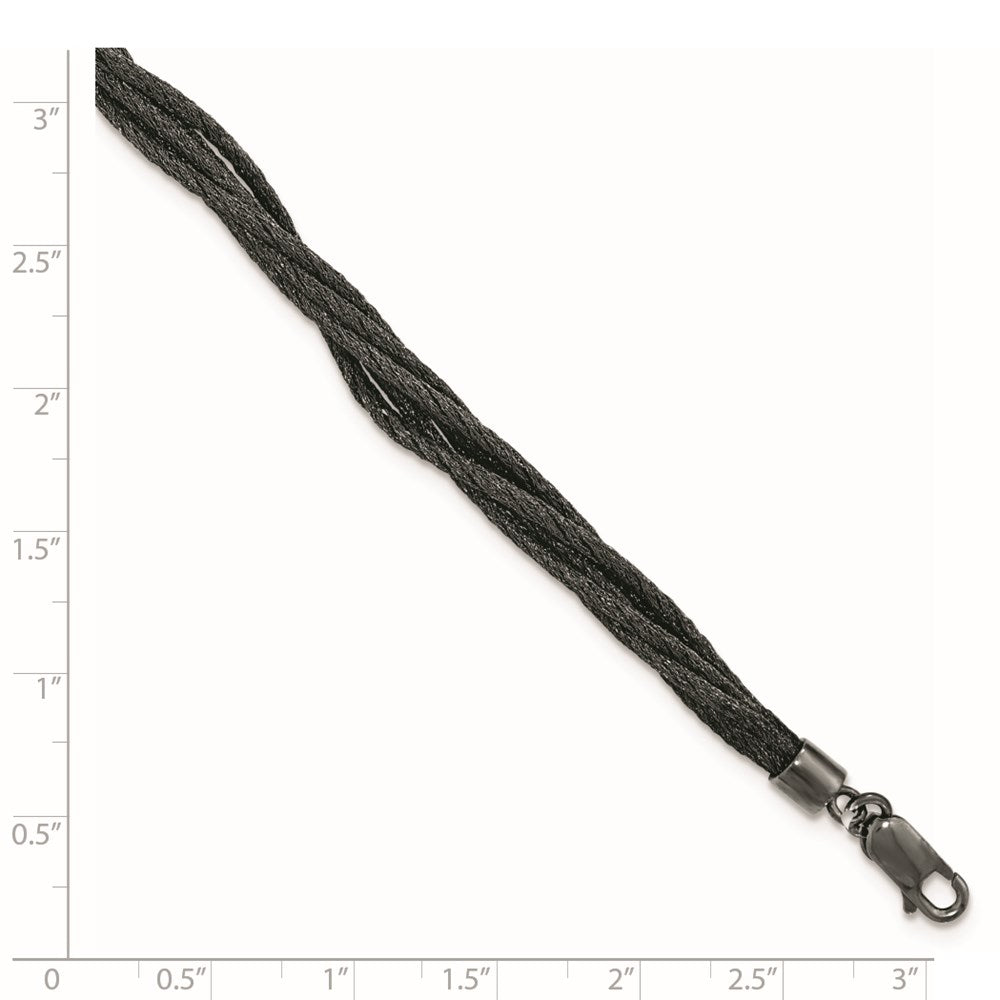 Sterling Silver Black Rhodium Wire Mesh 6 Strand Bracelet