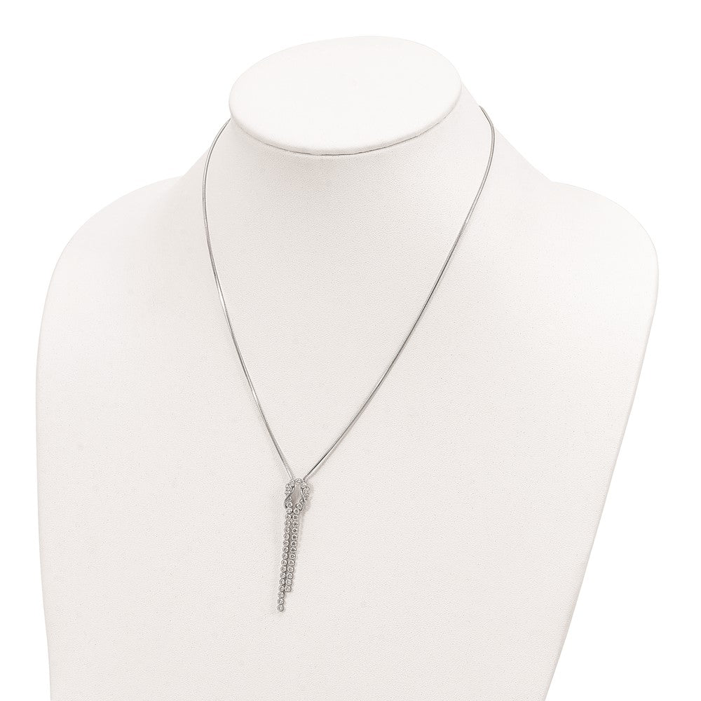 Sterling Silver Rhodium-plated CZ Knotted Snake Chain Necklace
