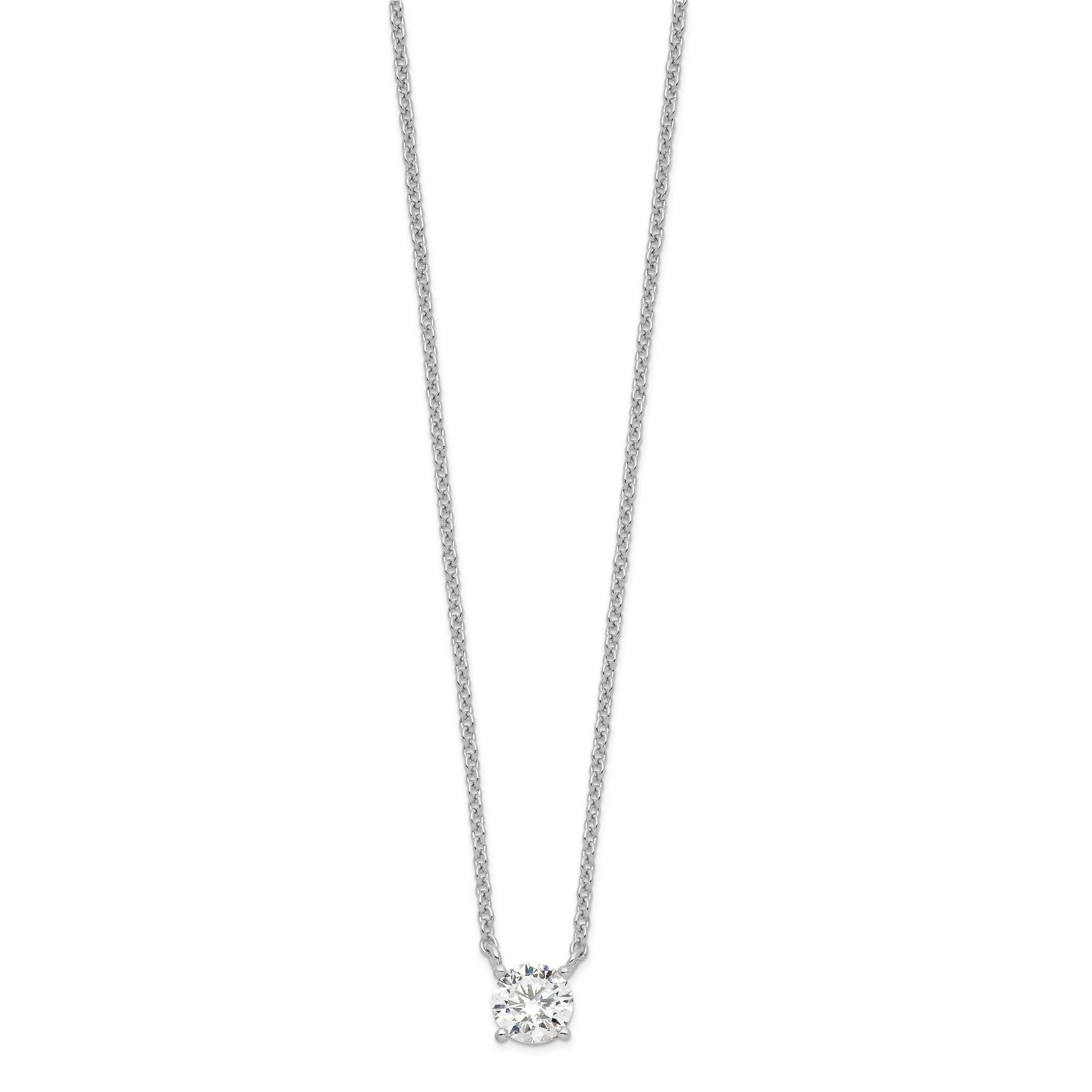 Sterling Silver Rhodium-plated CZ w/1in ext. Necklace