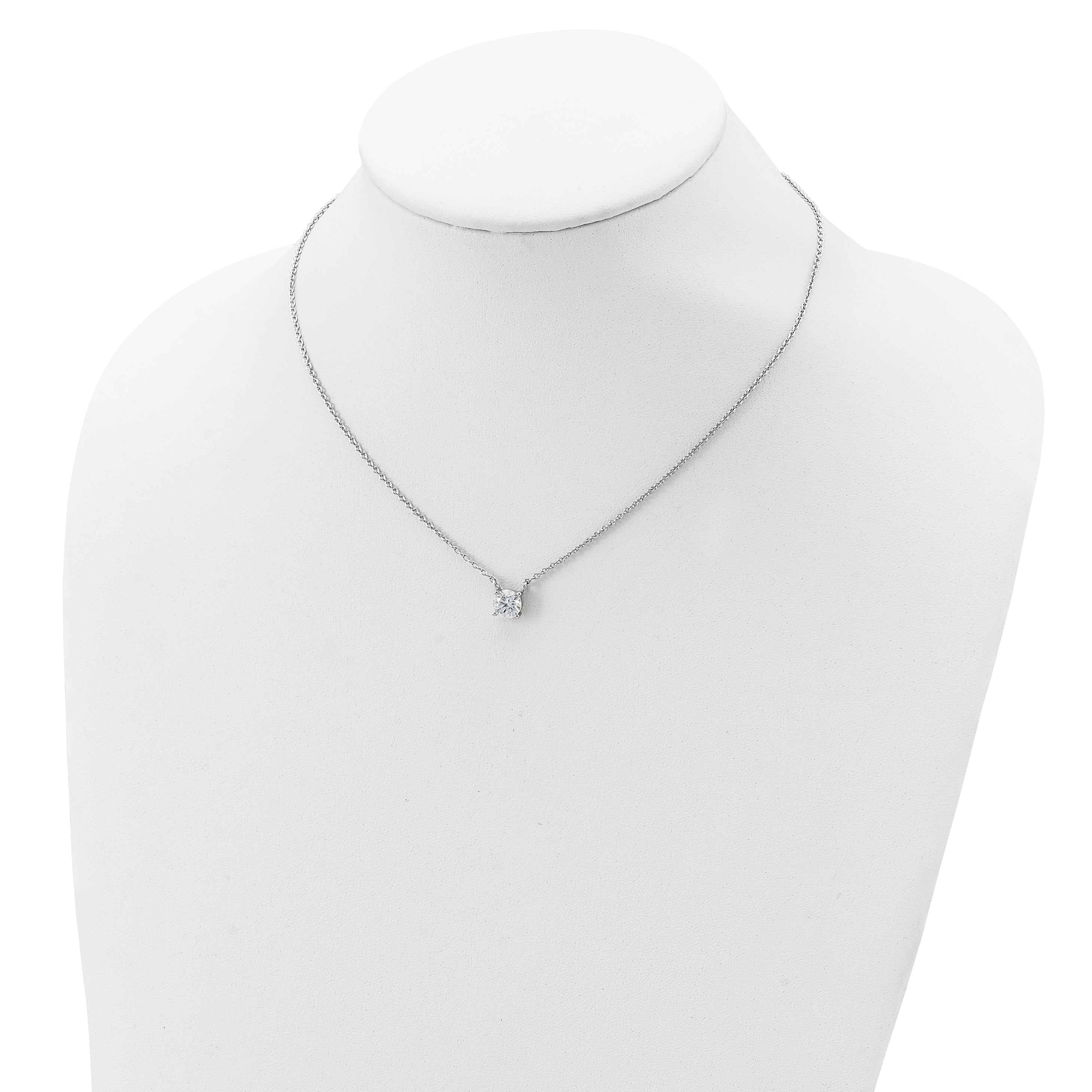 Sterling Silver Rhodium-plated CZ w/1in ext. Necklace