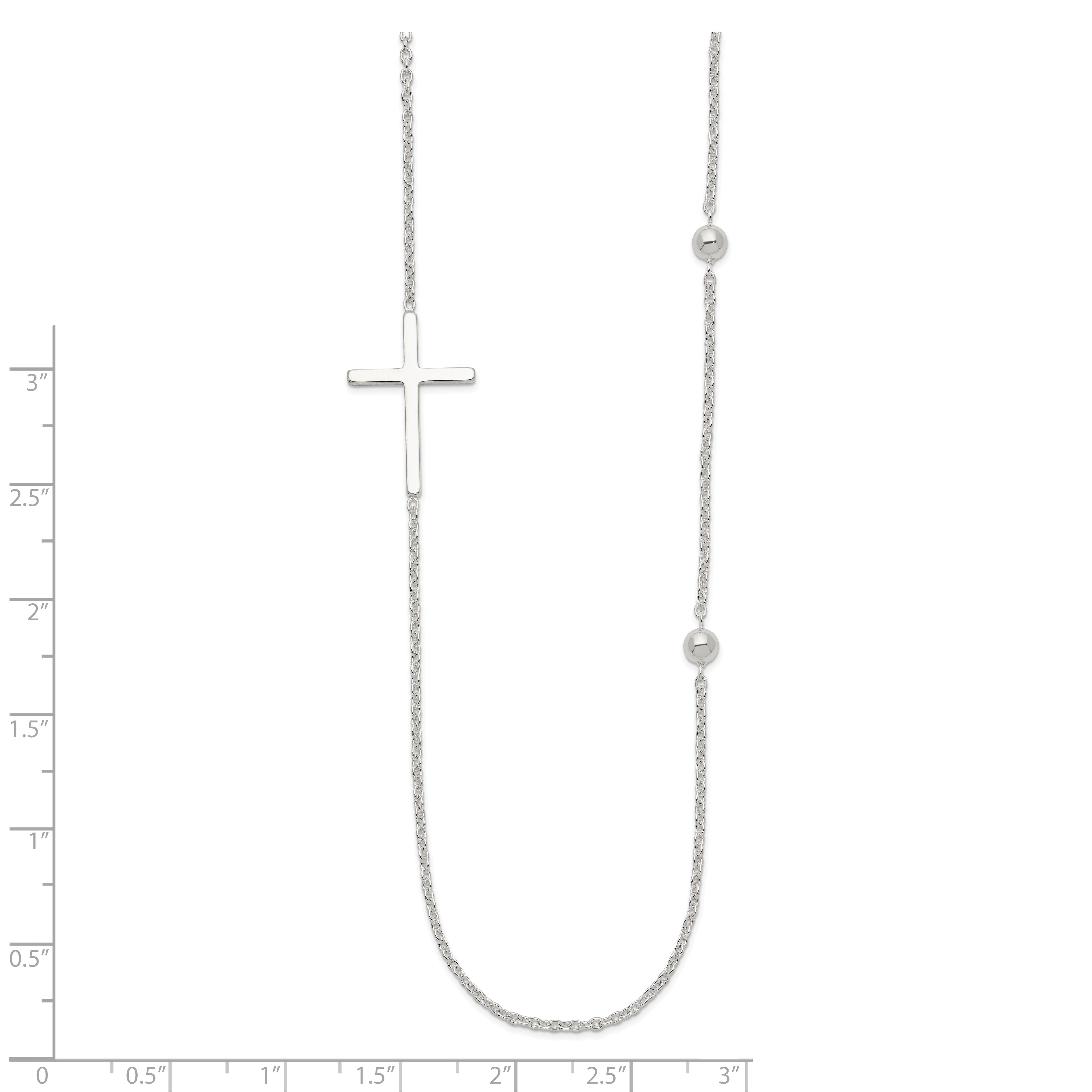 Sterling Silver Polished Cross Necklace