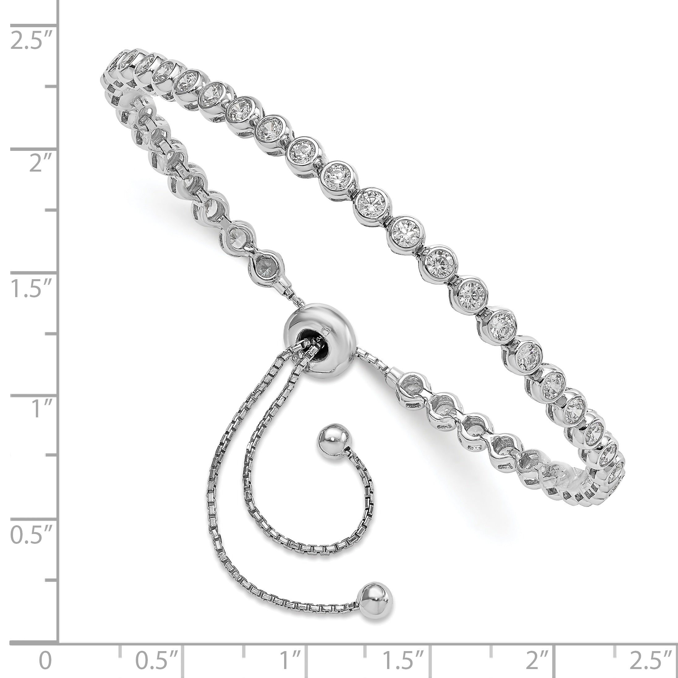 Sterling Shimmer Sterling Silver Rhodium-plated 34 Stone CZ Adjustable 5 inch up to 9 inch Bracelet