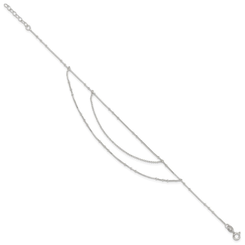 Sterling Silver Polished Multi-Strand 9in Plus 1 in Ext Anklet