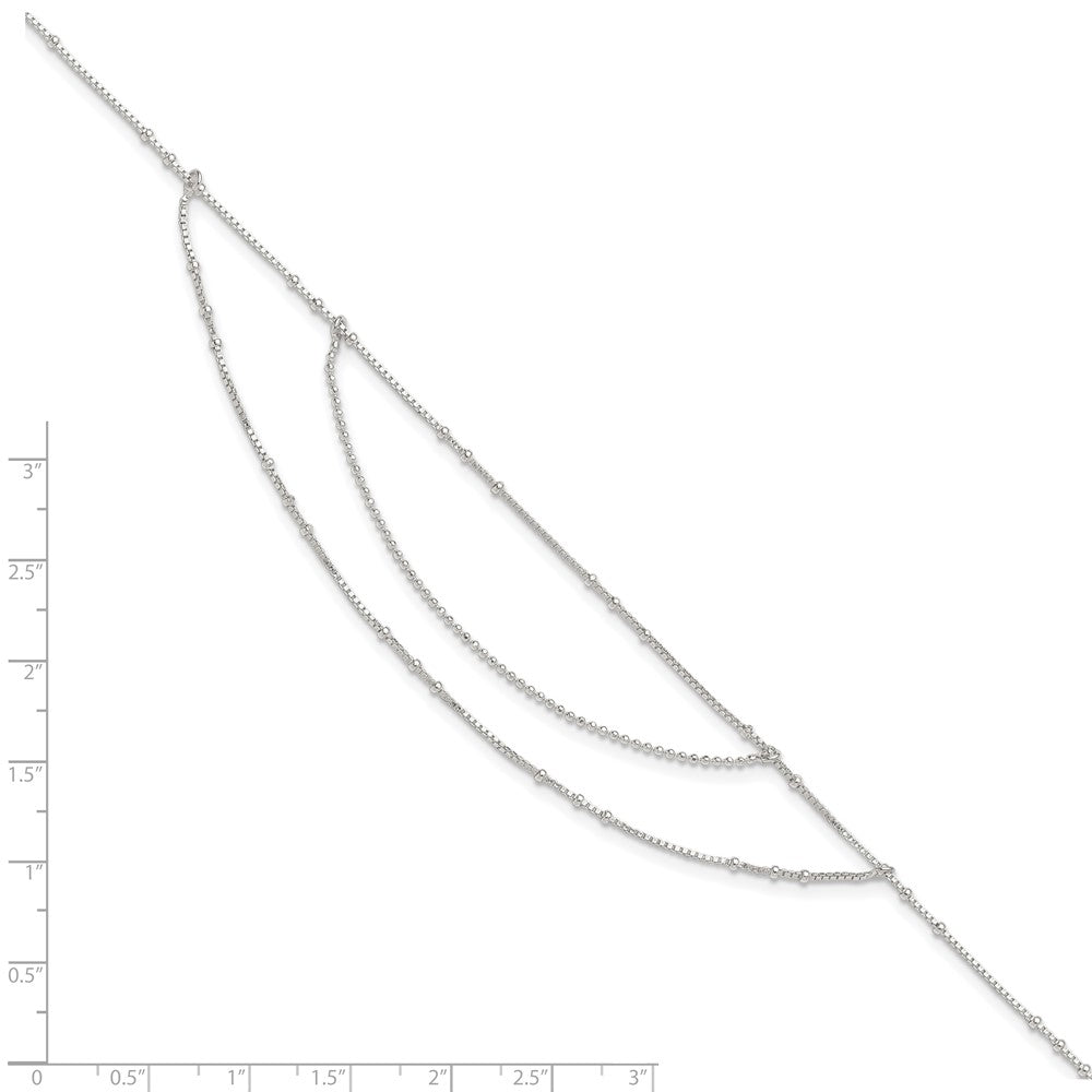 Sterling Silver Polished Multi-Strand 9in Plus 1 in Ext Anklet