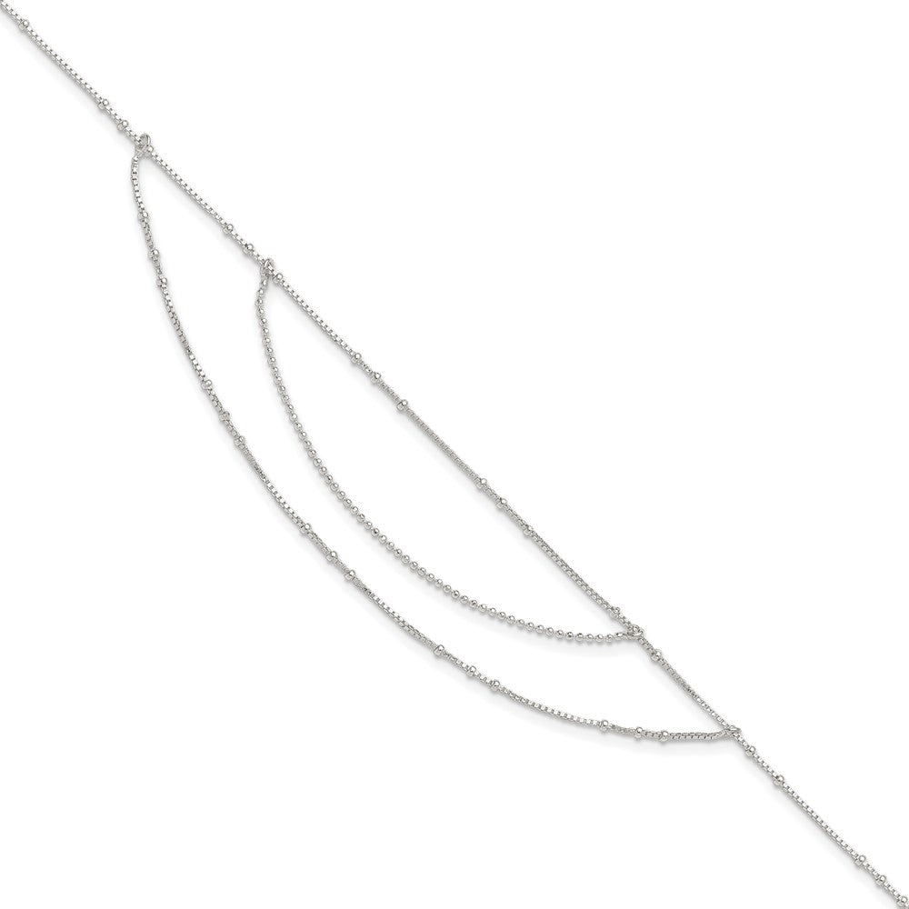 Sterling Silver Polished Multi-Strand 9in Plus 1 in Ext Anklet