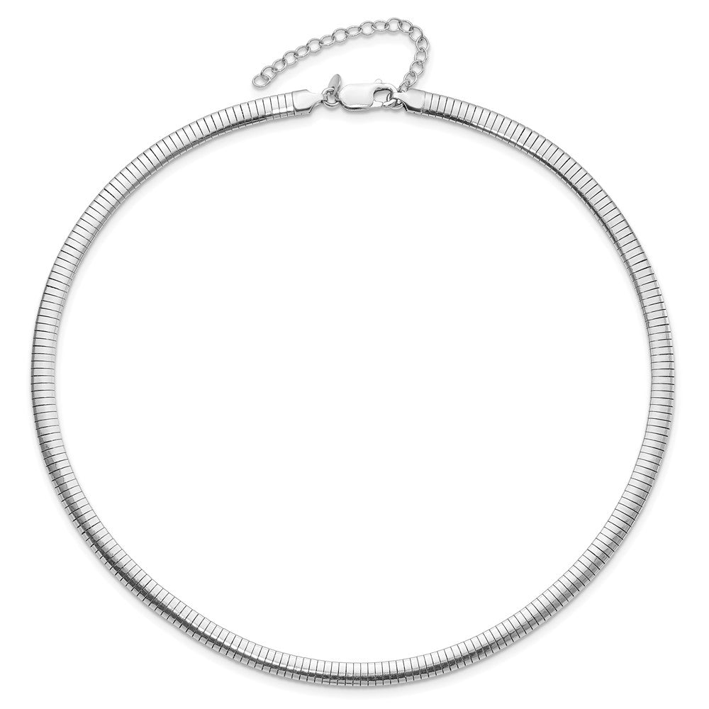 Sterling Silver Rhodium-plated 5.2mm w/2in. Ext Cubetto Chain