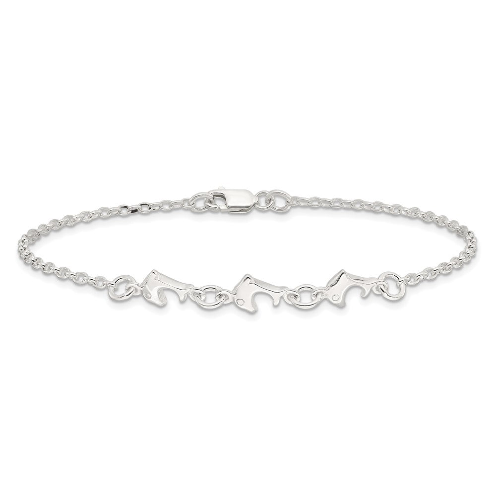 Sterling Silver 3 Dolphins Anklet
