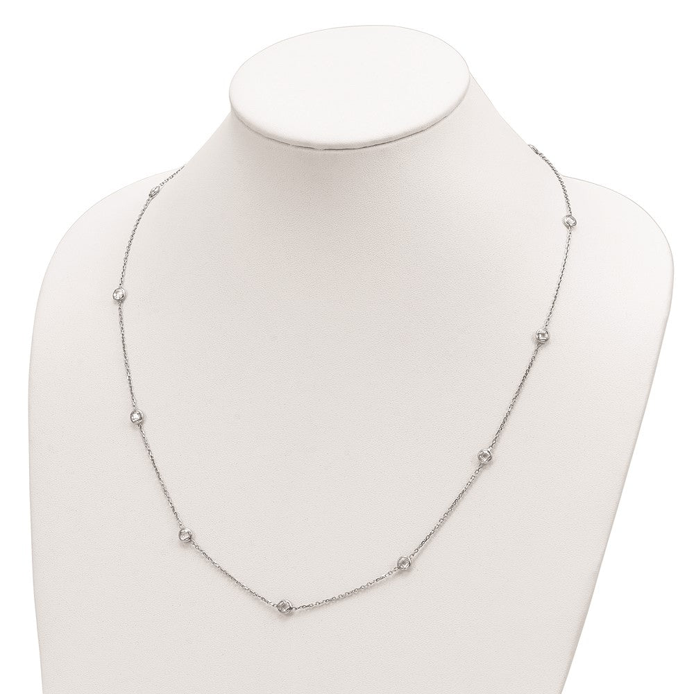 Sterling Silver Rhodium-plated 11-Station CZ Polished Necklace