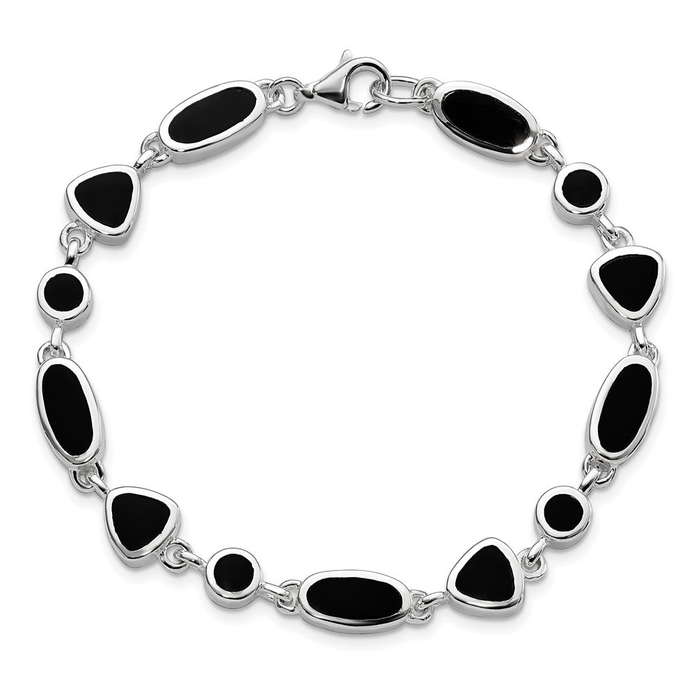 Sterling Silver Rhodium-plated Onyx Bracelet