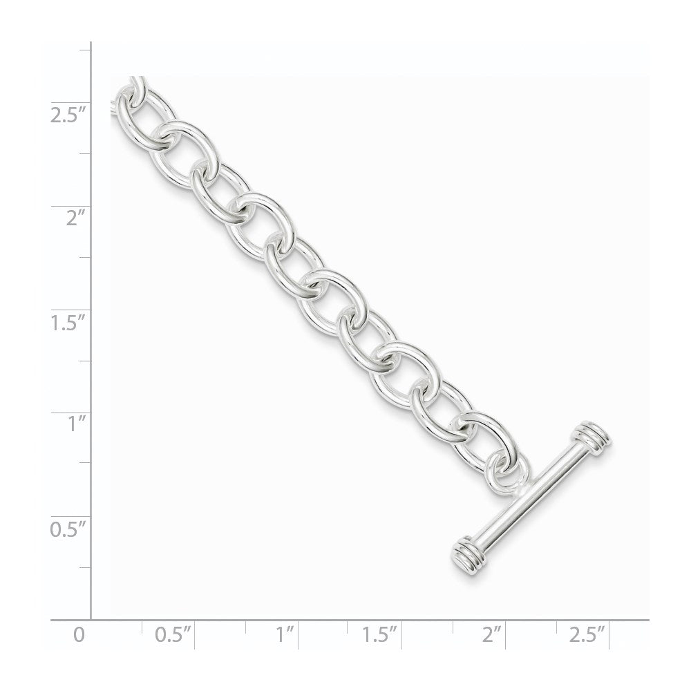 Sterling Silver 7.75inch Polished Fancy Link Toggle Bracelet