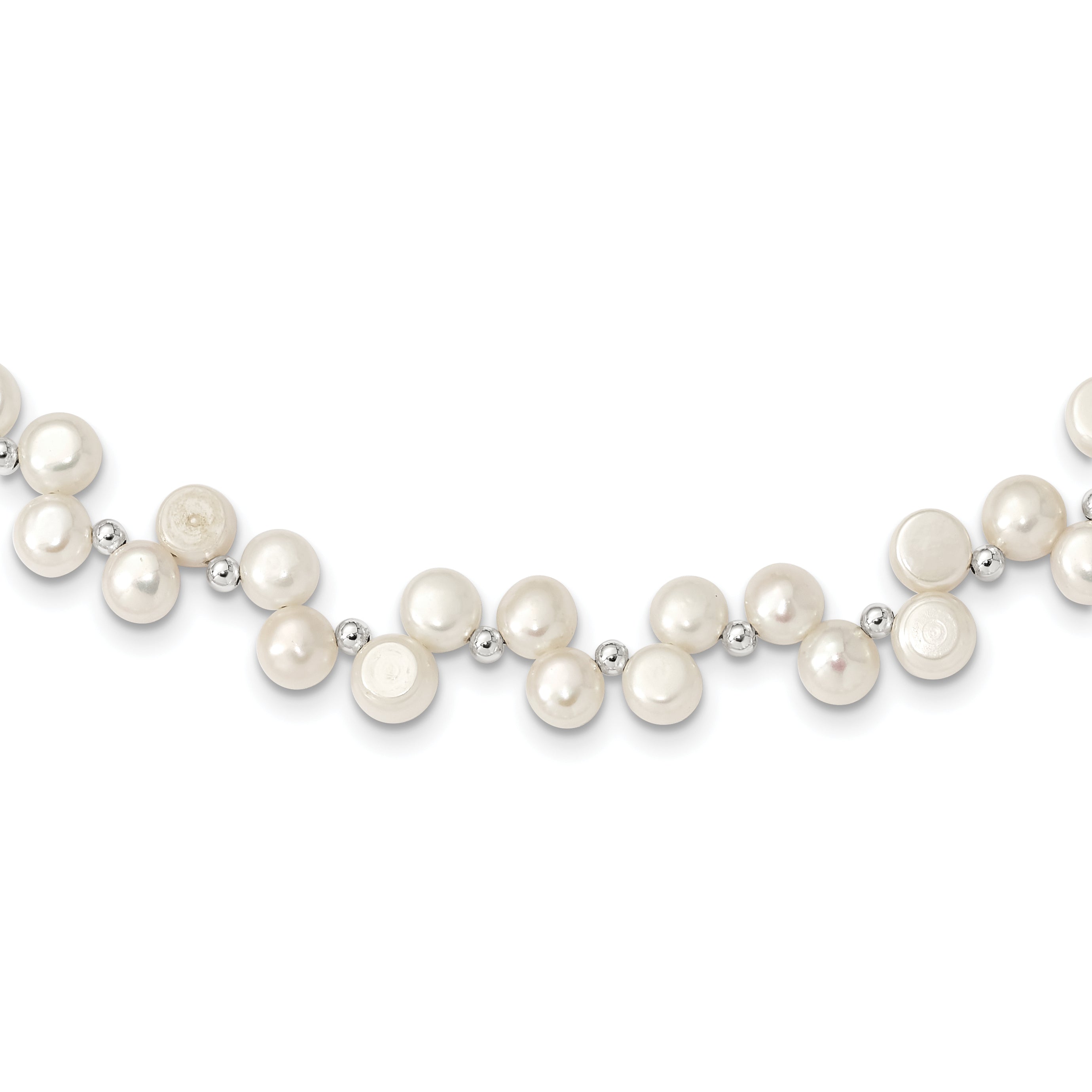 Sterling Silver FW Cultured Button Pearl 16in Necklace