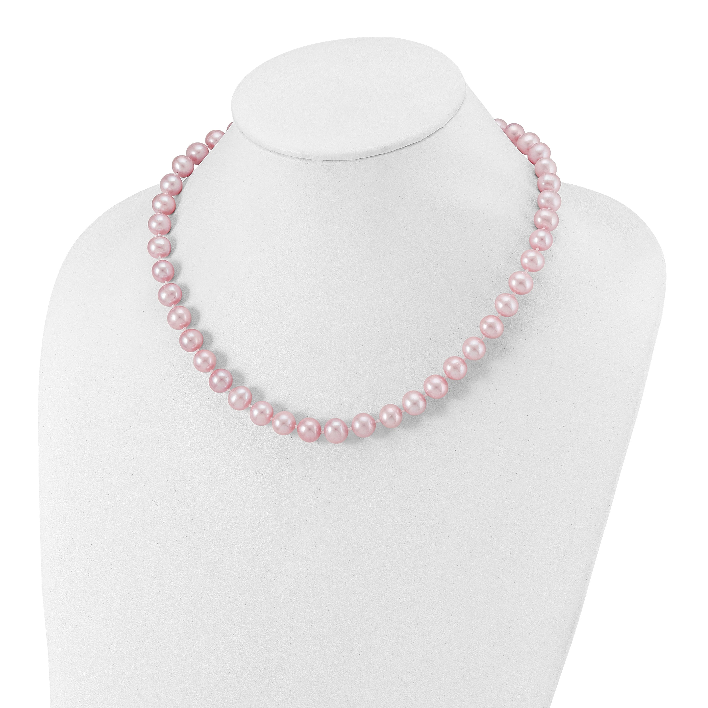 Sterling Silver Rhodium-plated 9-10mm Purple Near-Round Freshwater Cultured Pearl 16 inch Necklace