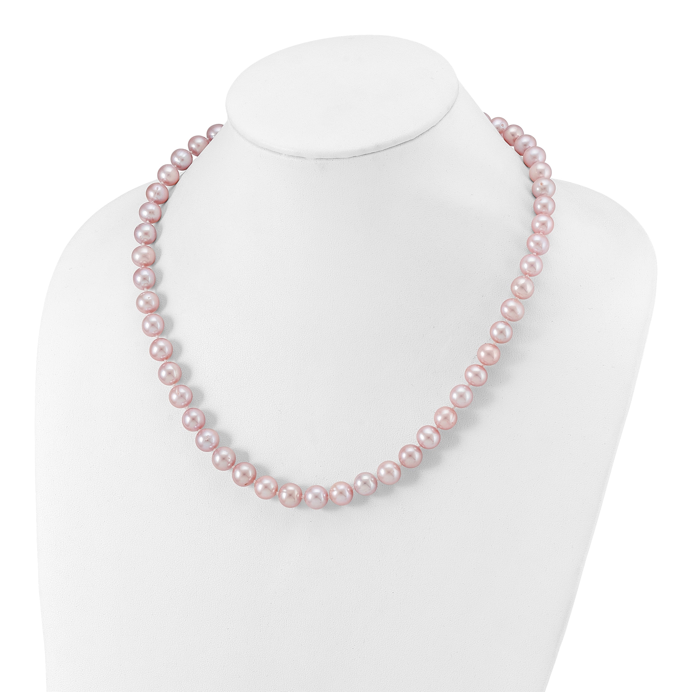 Sterling Silver Rhodium-plated 9-10mm Purple Near-Round Freshwater Cultured Pearl 16 inch Necklace