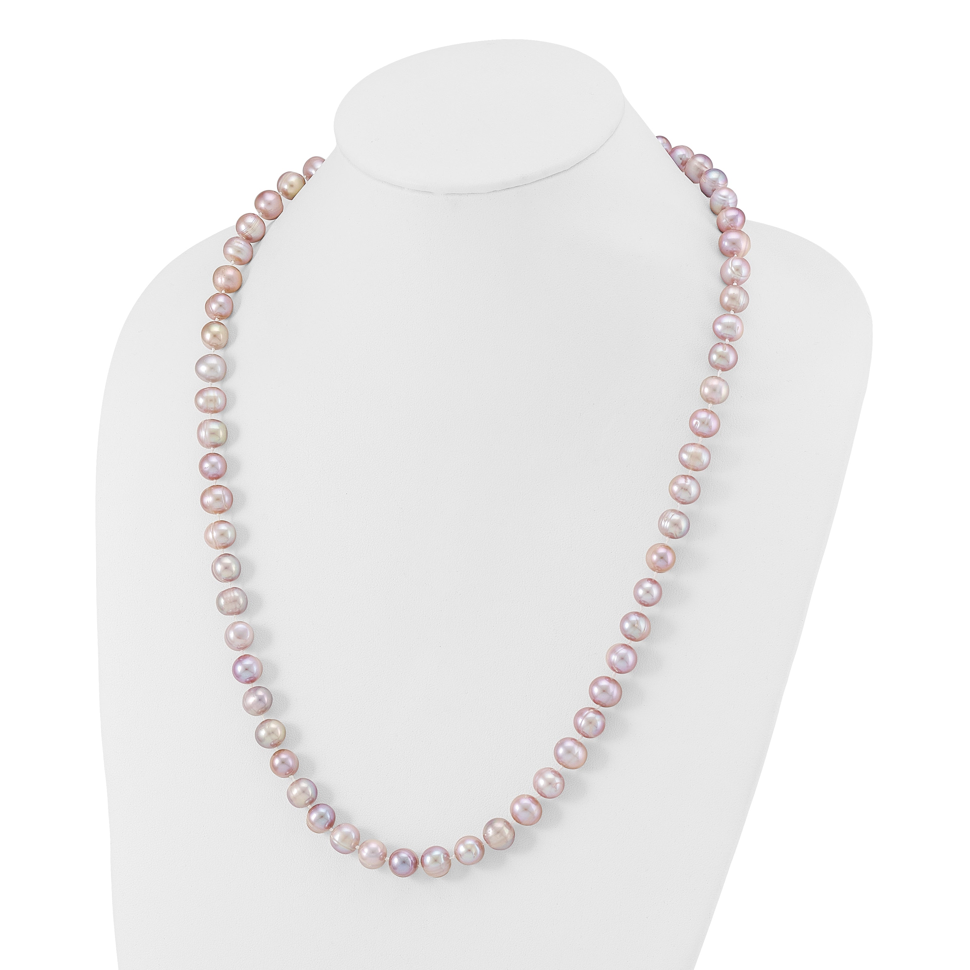 Sterling Silver Rhodium-plated 9-10mm Purple Near-Round Freshwater Cultured Pearl 16 inch Necklace