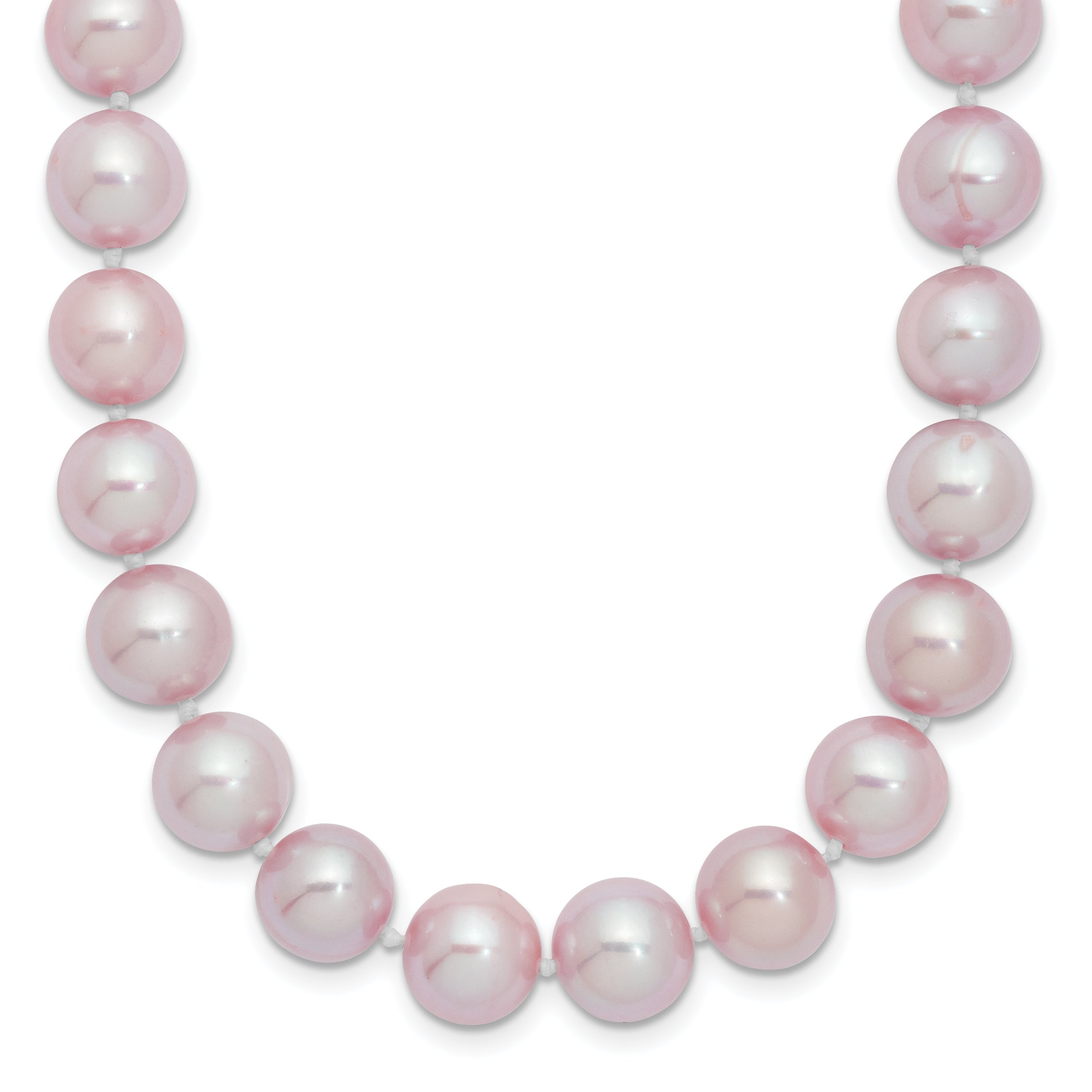 Sterling Silver Rhodium-plated 9-10mm Purple Near-Round Freshwater Cultured Pearl 16 inch Necklace