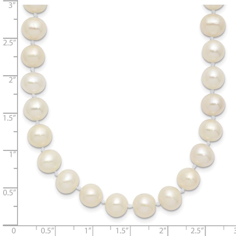 Sterling Silver Rhodium-plated 7-8mm White FWC Pearl Necklace
