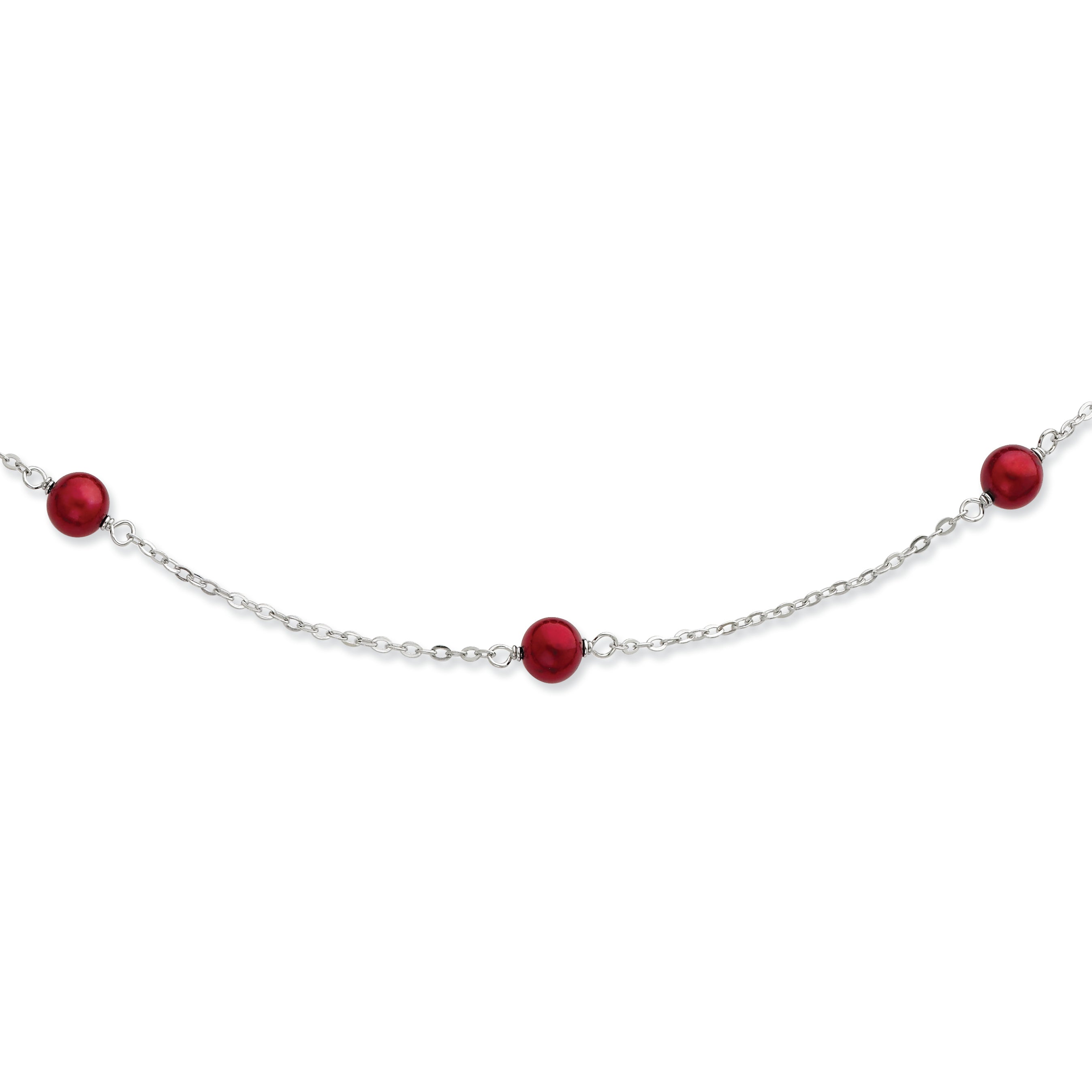 Sterling Silver 7-8mm Brgndy FW Cultured Pearl w/2in ext. Necklace