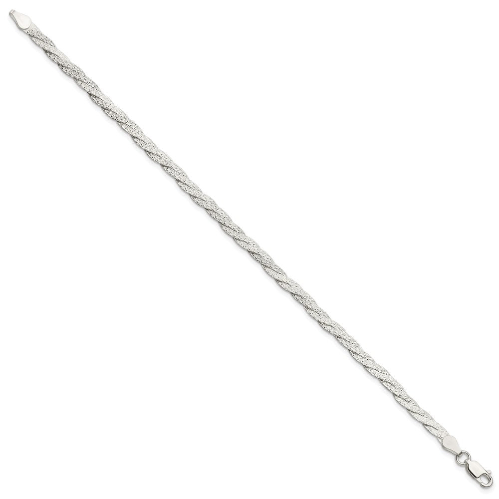 Sterling Silver Fancy Textured Reversible Braided Bracelet