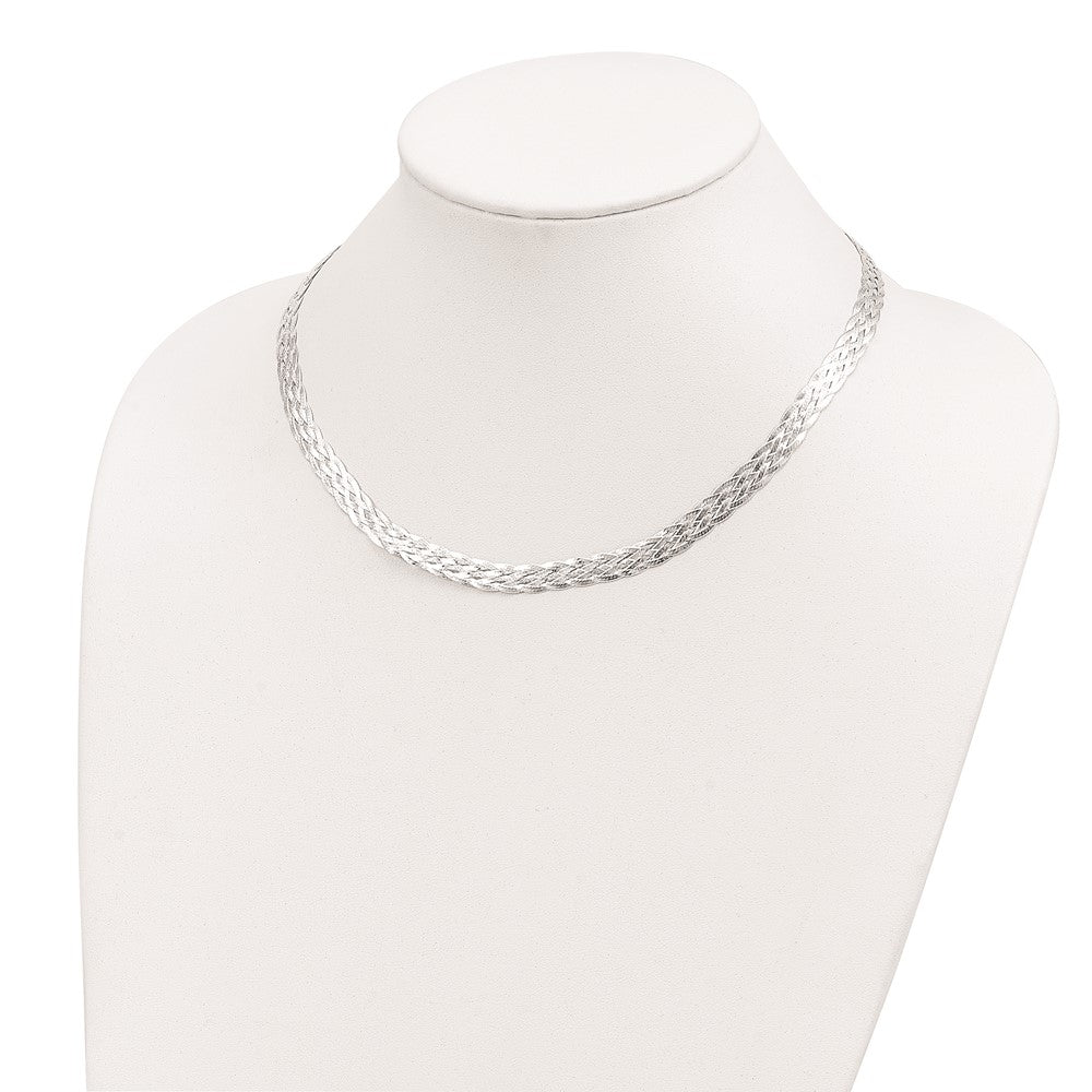 Sterling Silver 6.75mm Braided Fancy Necklace