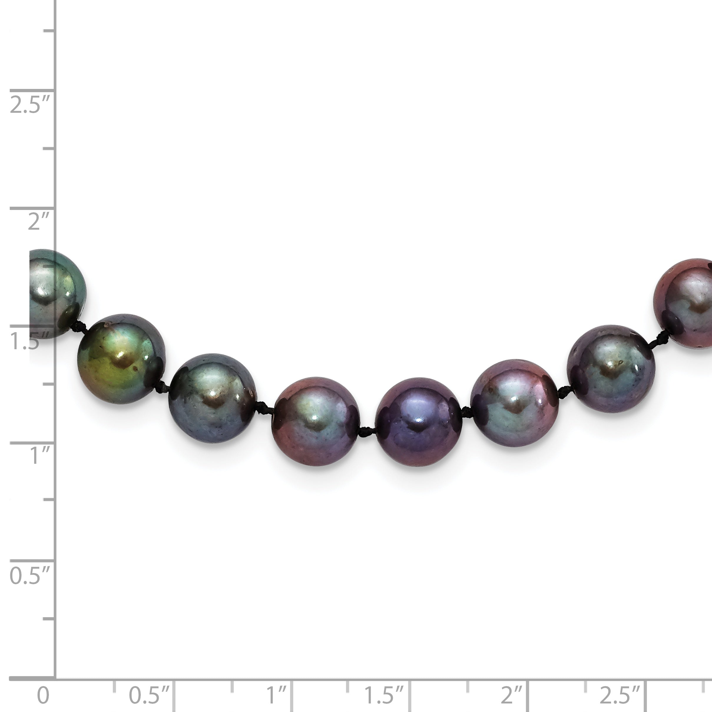 Sterling Silver Rhodium-plated 9-10mm Black Near-Round Freshwater Cultured Pearl 7.25 inch Bracelet