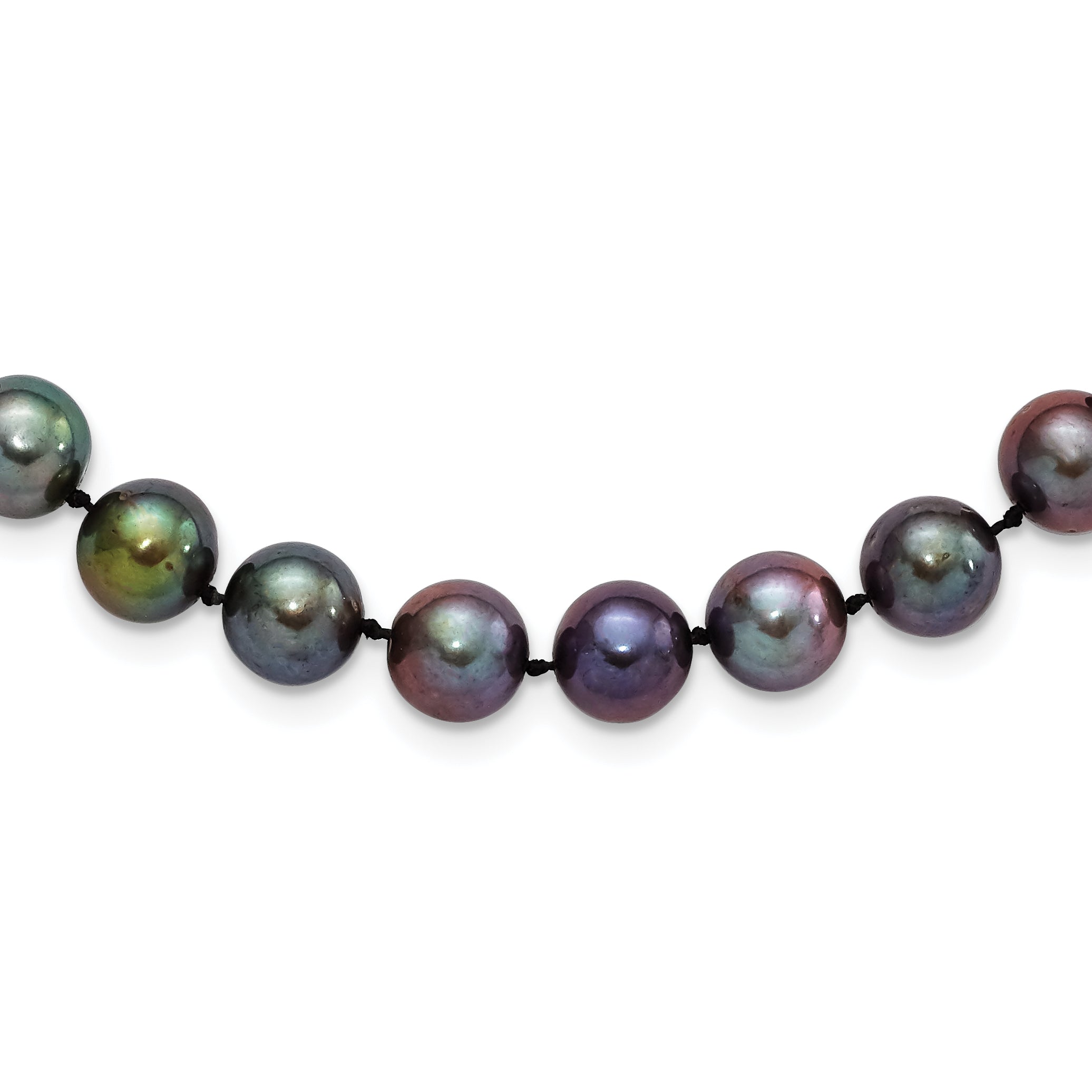 Sterling Silver Rhodium-plated 9-10mm Black Near-Round Freshwater Cultured Pearl 7.25 inch Bracelet